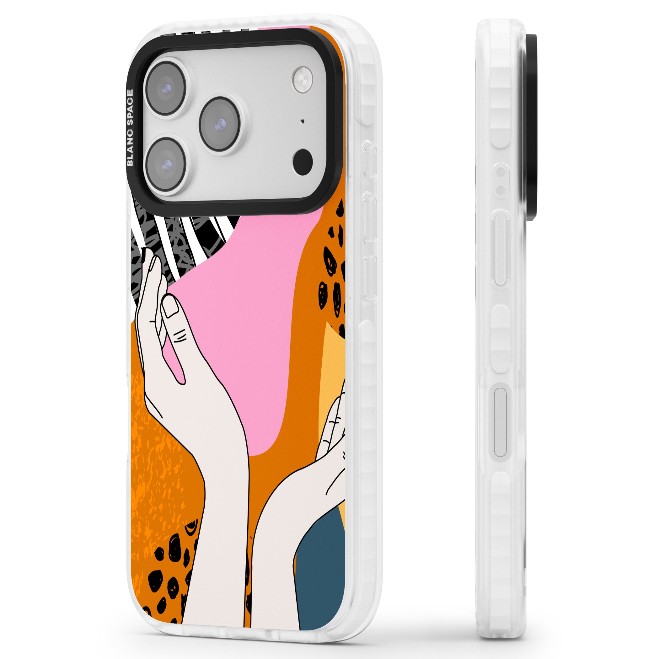 Abstract Vibes iPhone 17 Pro Impact Clear Phone Case Side Profile