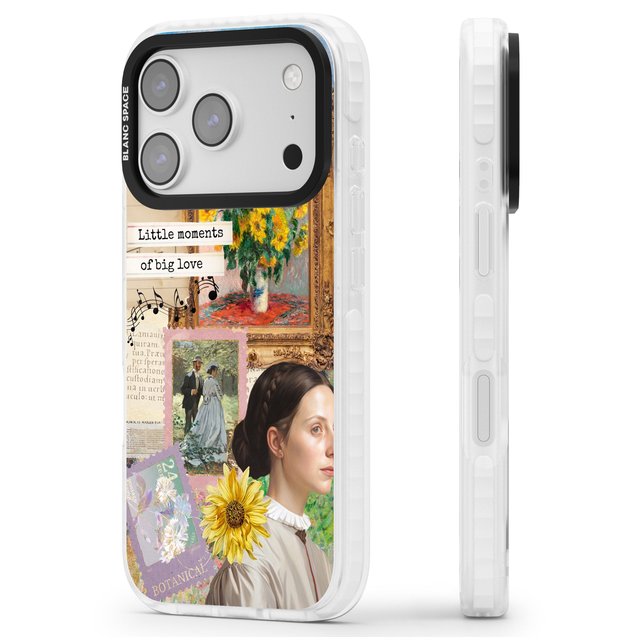 Monet 'Little Moments' Collage iPhone 17 Pro Impact Clear Phone Case Side Profile