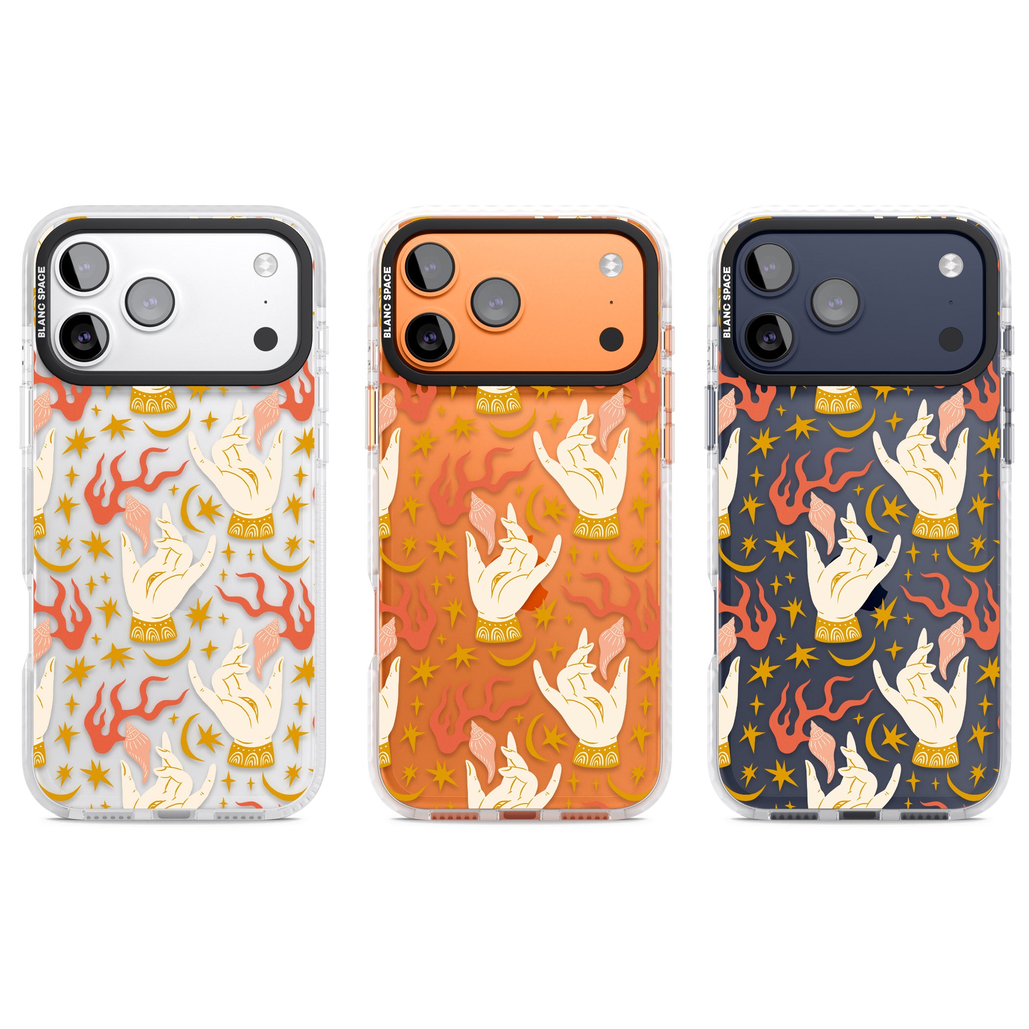 Hand Watcher Pattern iPhone 17 Pro Impact Clear Phone Case APT Impact Protection