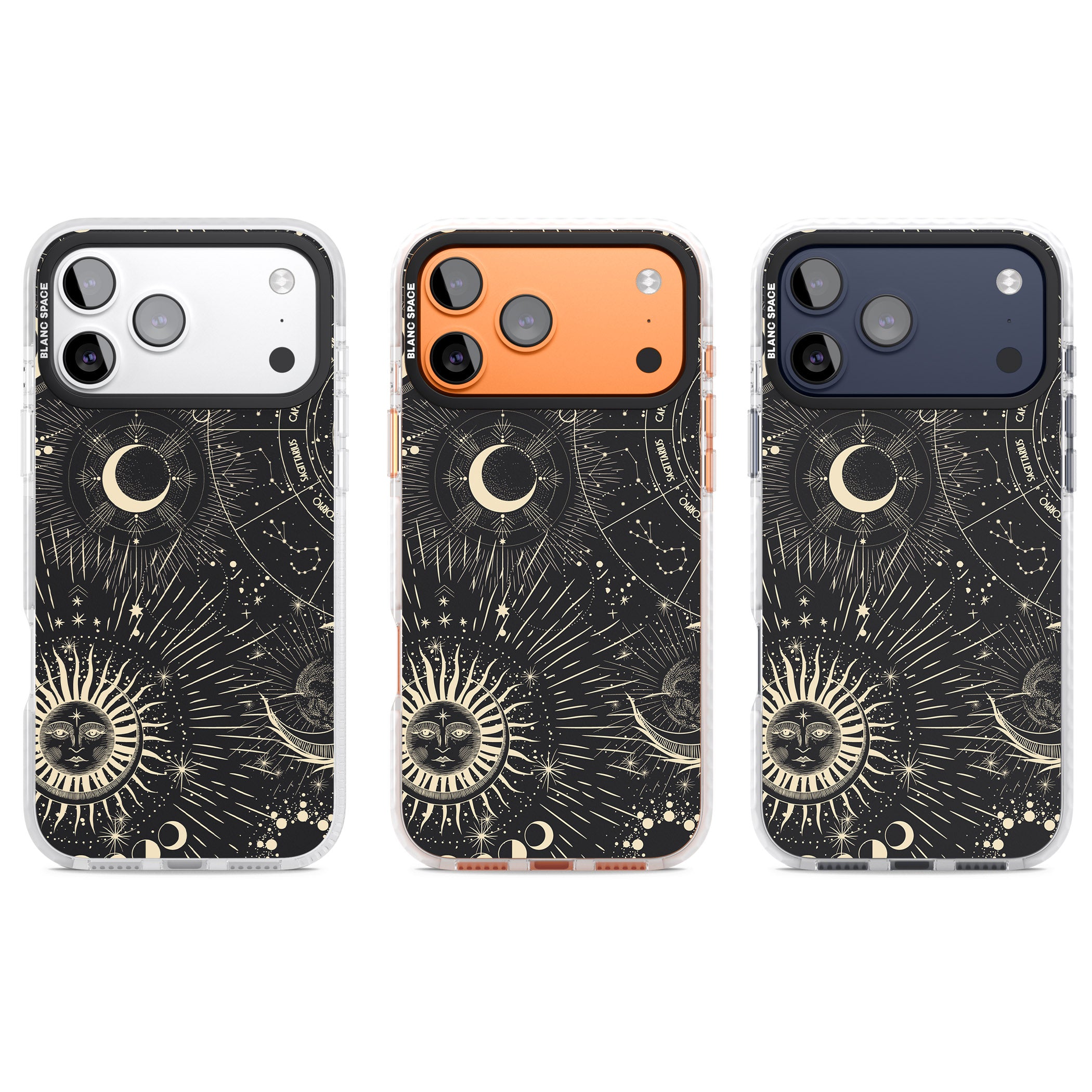 Cosmic Sun & Symbols Zodiac iPhone 17 Pro Impact Clear Phone Case APT Impact Protection