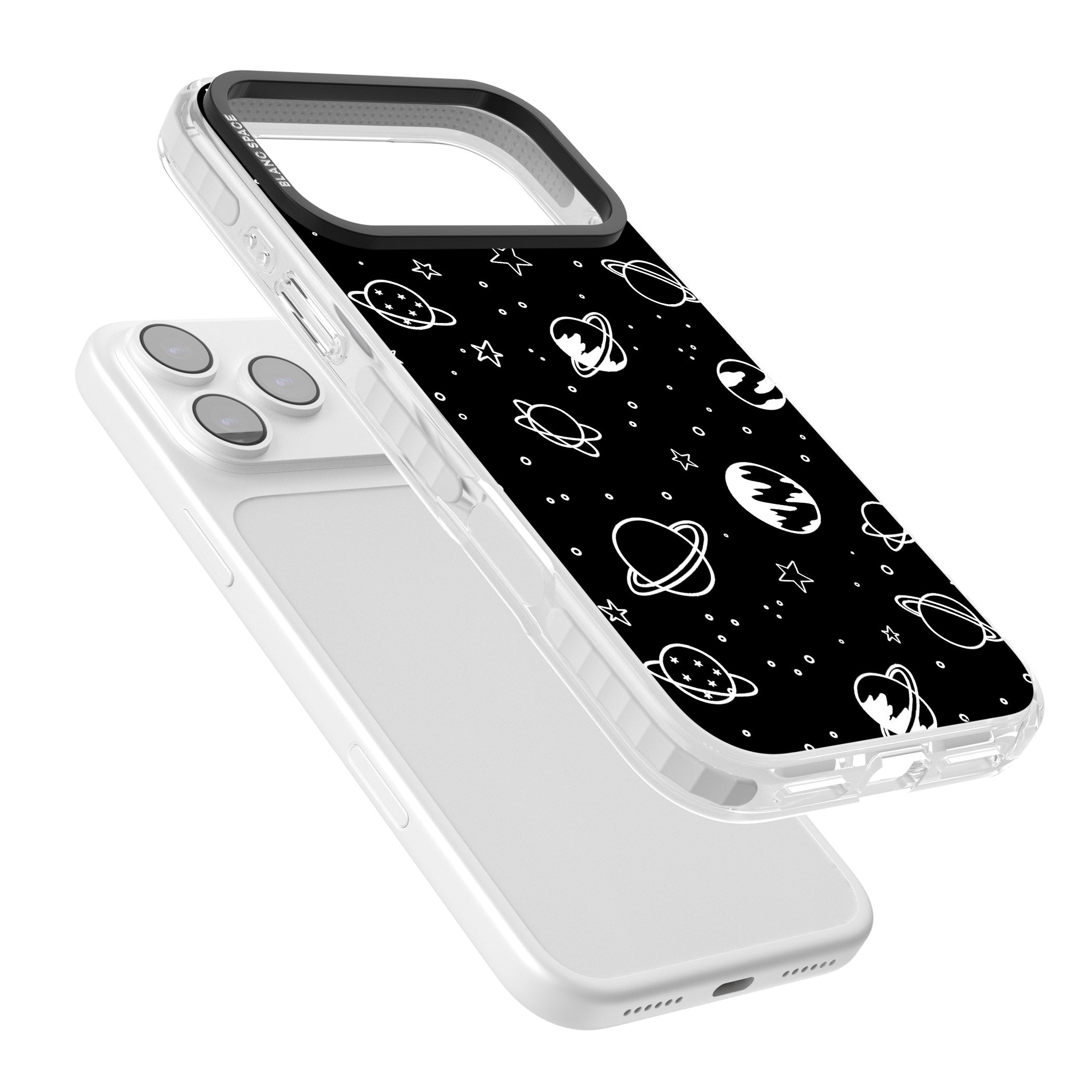 Cosmic Sketch White Black iPhone 17 Pro Impact Clear Phone Case Colours