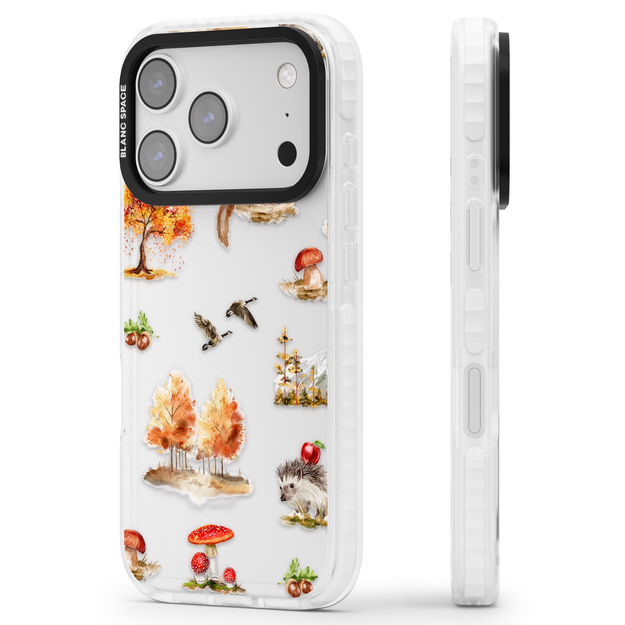Fall Forest Friends iPhone 17 Pro Impact Clear Phone Case Side Profile