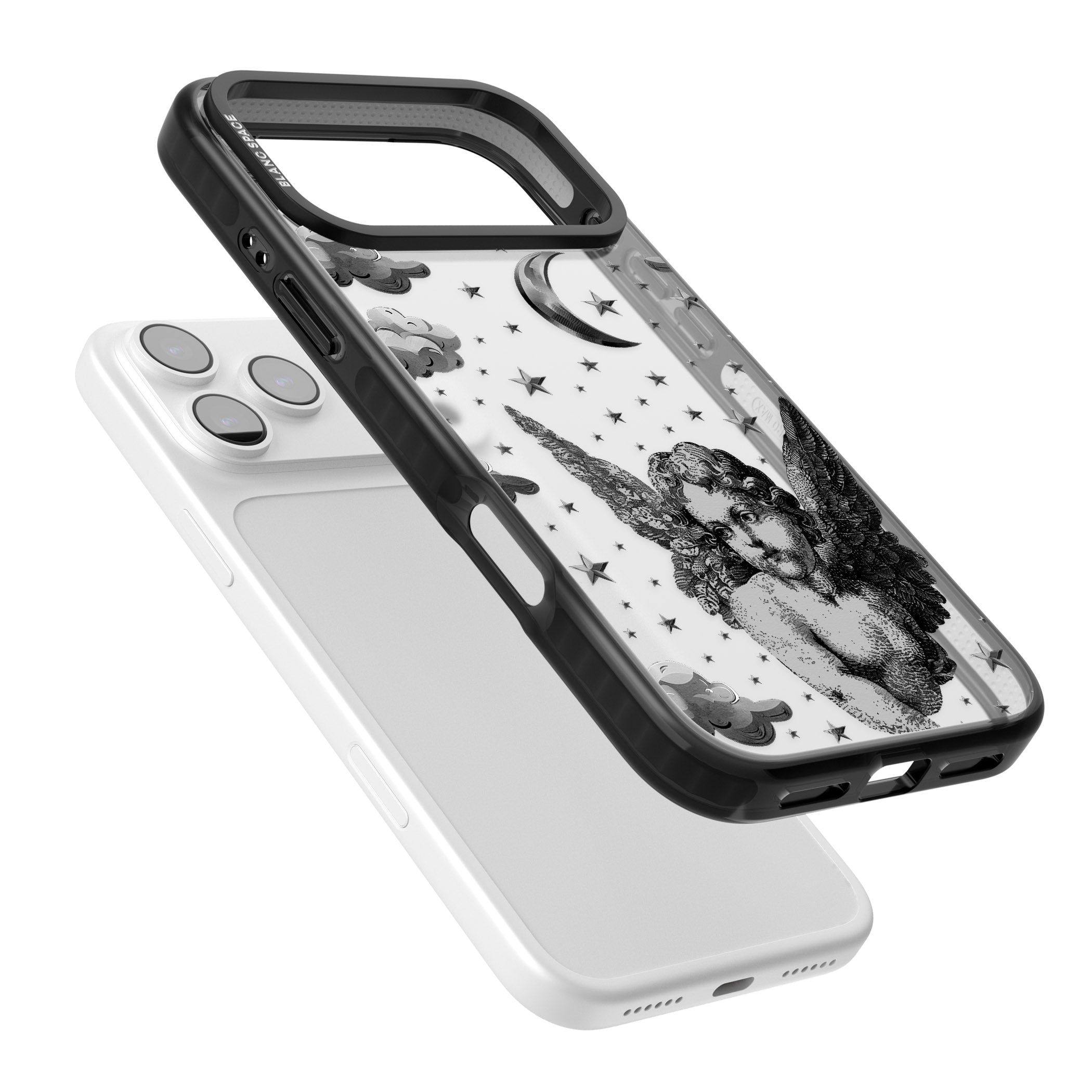 Celestial Cherub iPhone 17 Pro Impact Black Phone Case Colours