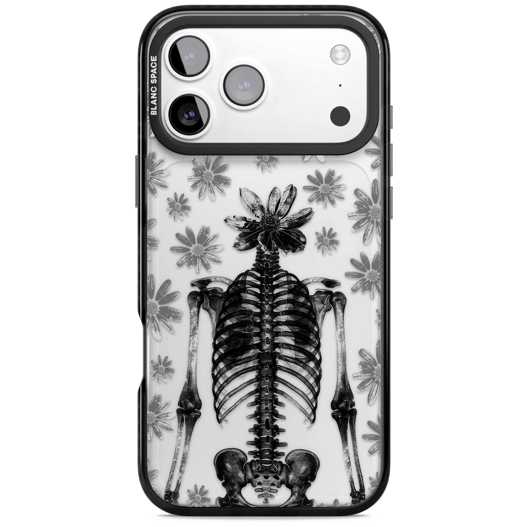 Skeleton Flower iPhone 17 Pro Impact Black Phone Case