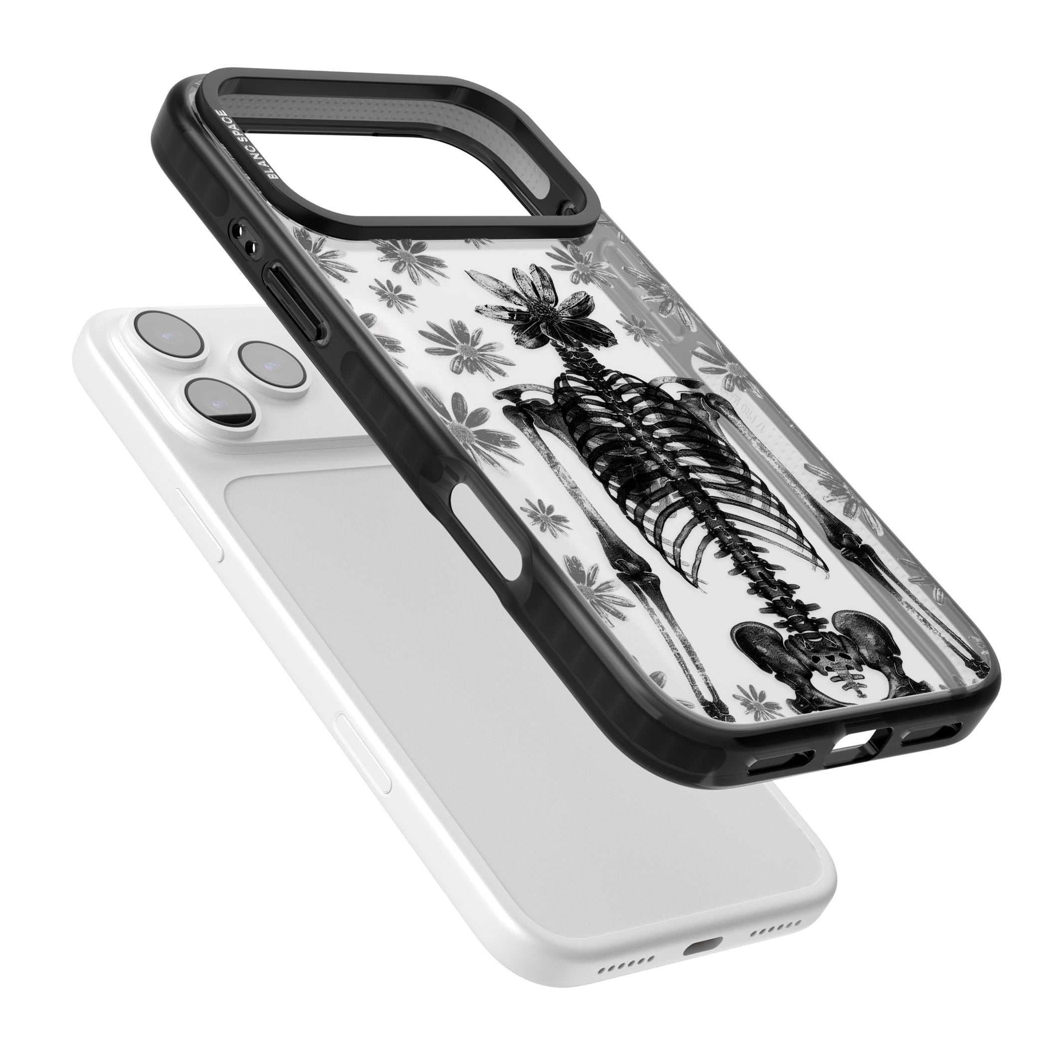 Skeleton Flower iPhone 17 Pro Impact Black Phone Case Colours