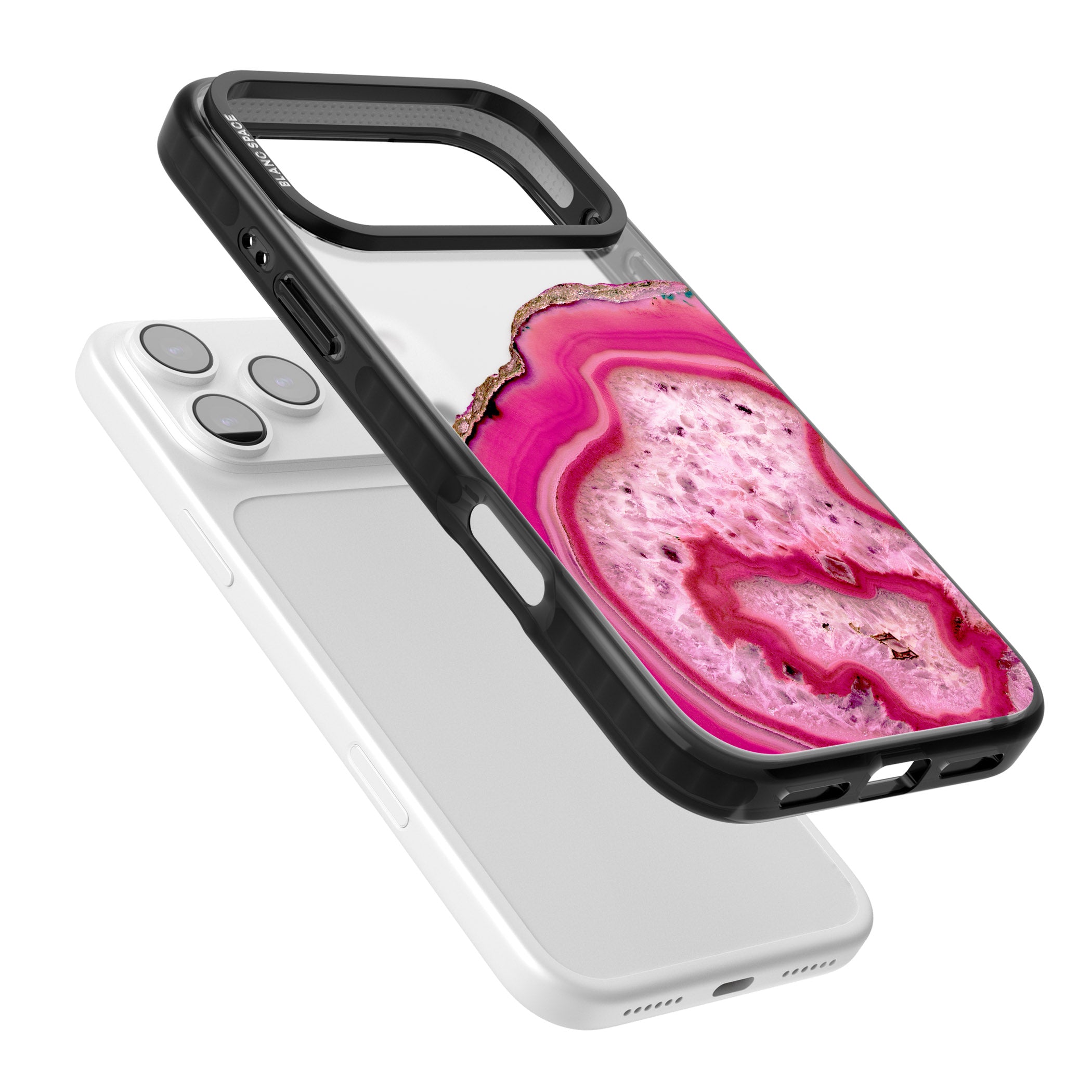Pink Geode Crystal iPhone 17 Pro Impact Black Phone Case Colours