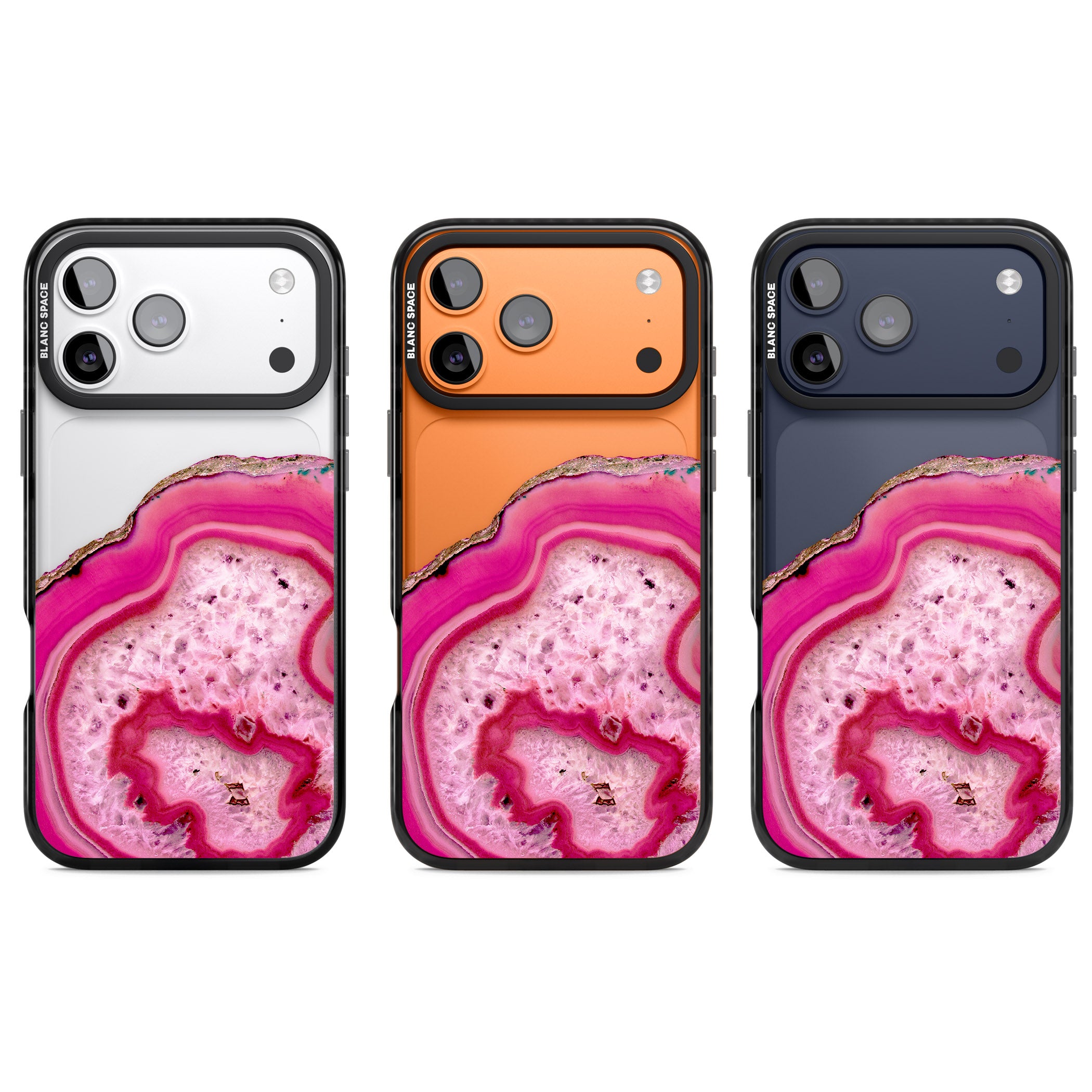 Pink Geode Crystal iPhone 17 Pro Impact Black Phone Case APT Impact Protection