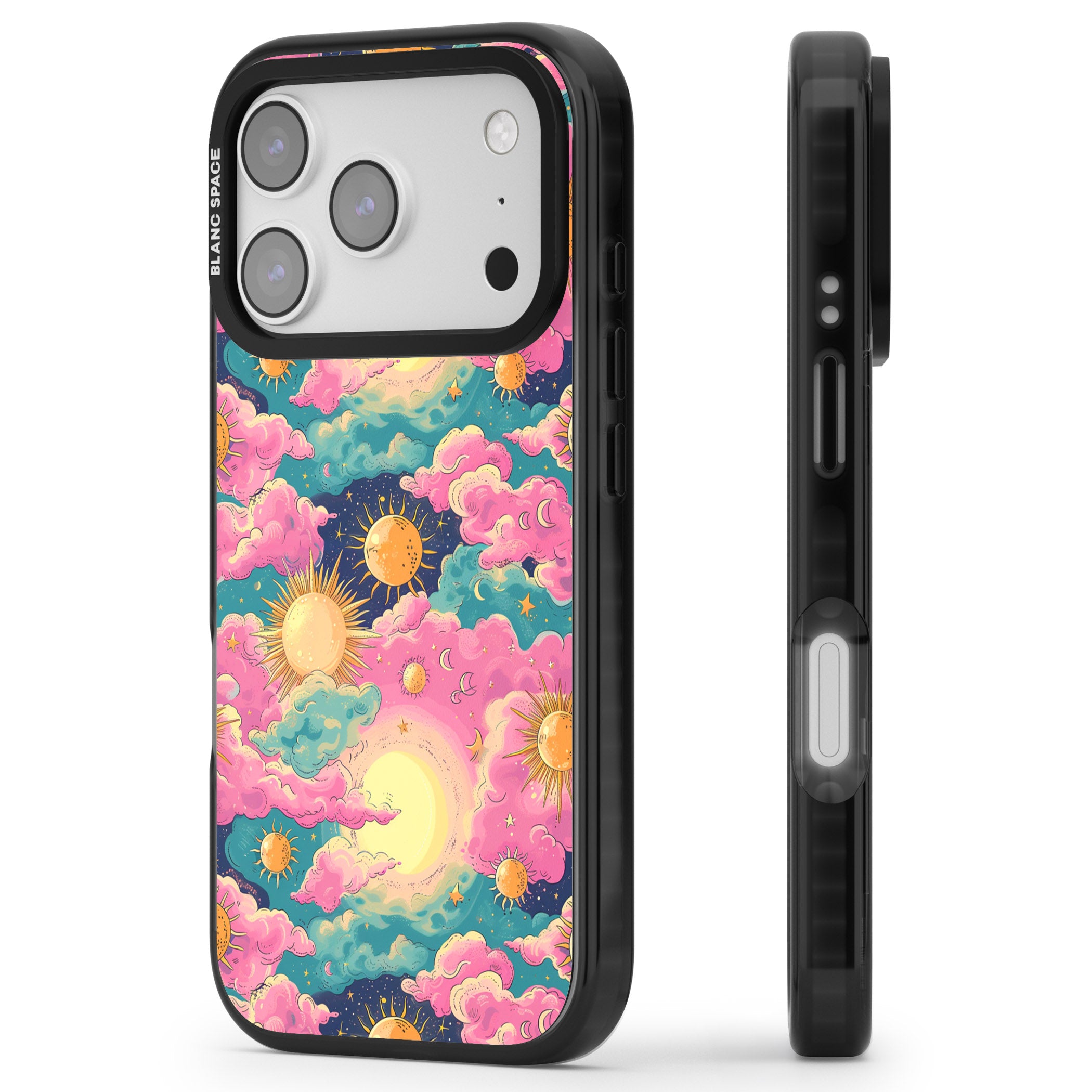 Starlight Clouds iPhone 17 Pro Impact Black Phone Case Side Profile
