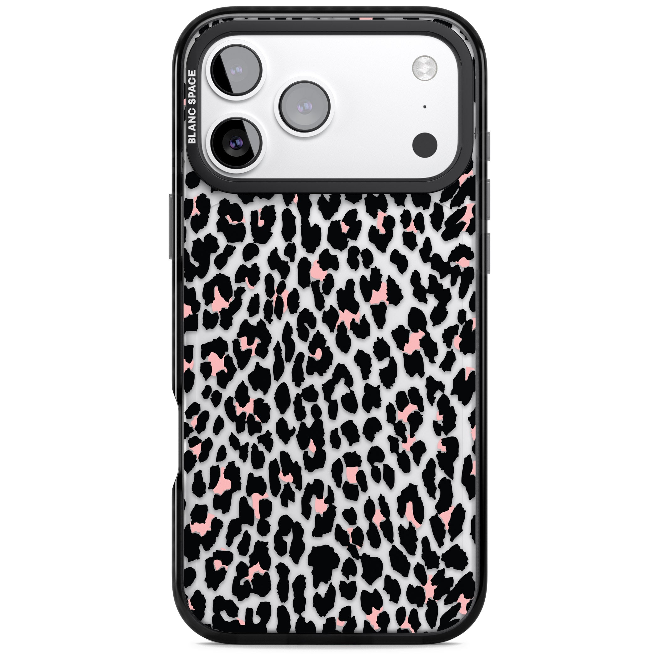 Pink Leopard Print iPhone 17 Pro Impact Black Phone Case
