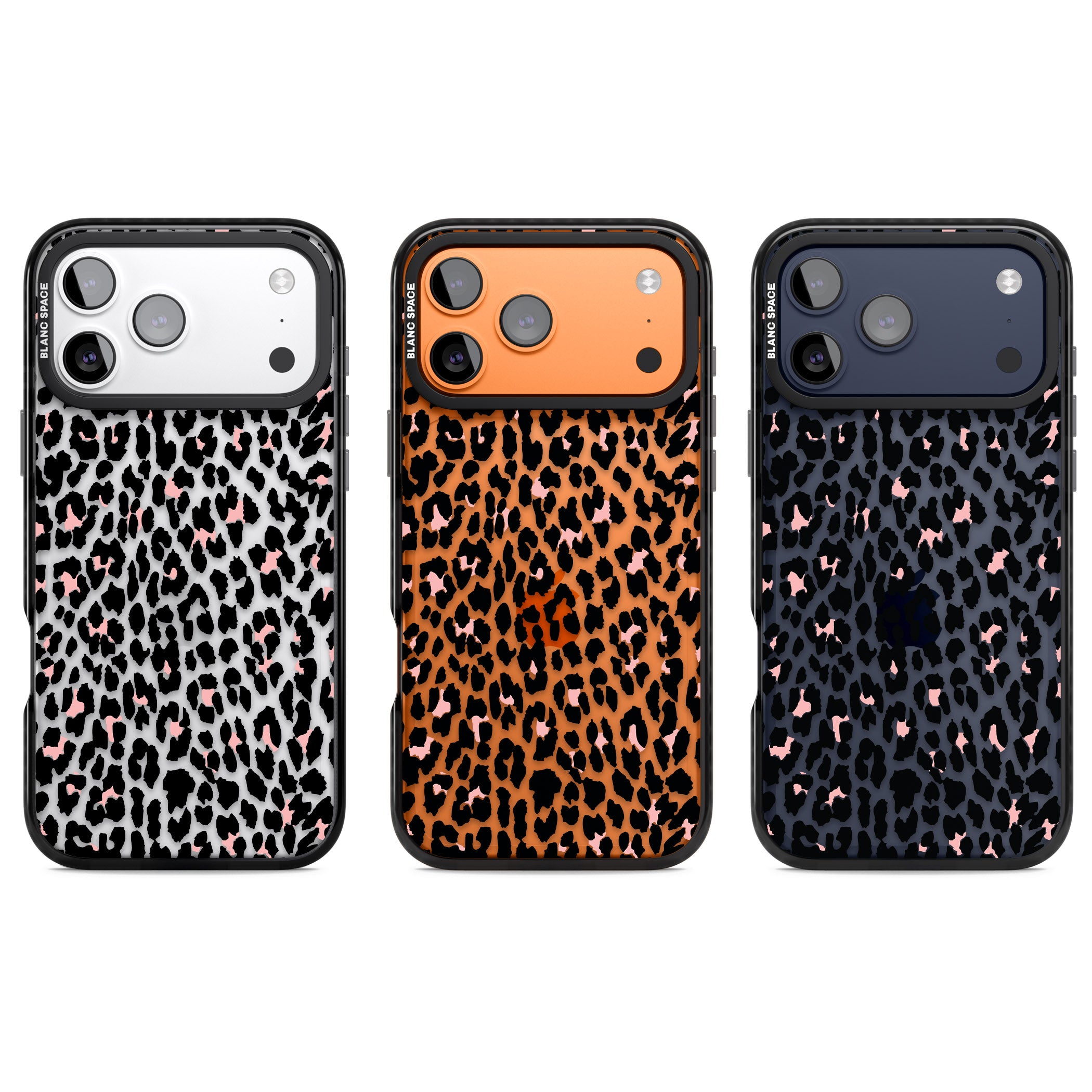 Pink Leopard Print iPhone 17 Pro Impact Black Phone Case APT Impact Protection