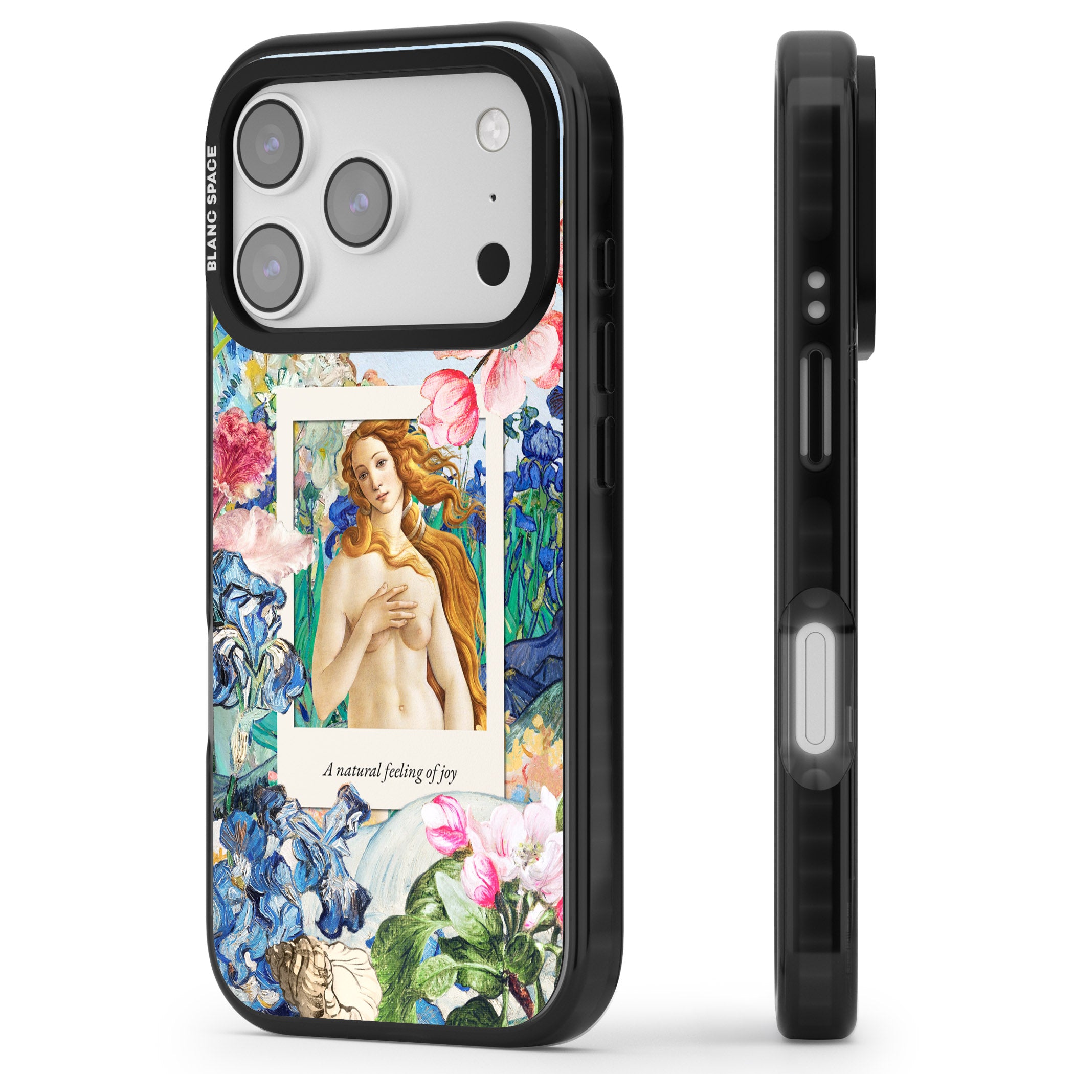 Botticelli Venus iPhone 17 Pro Impact Black Phone Case Side Profile