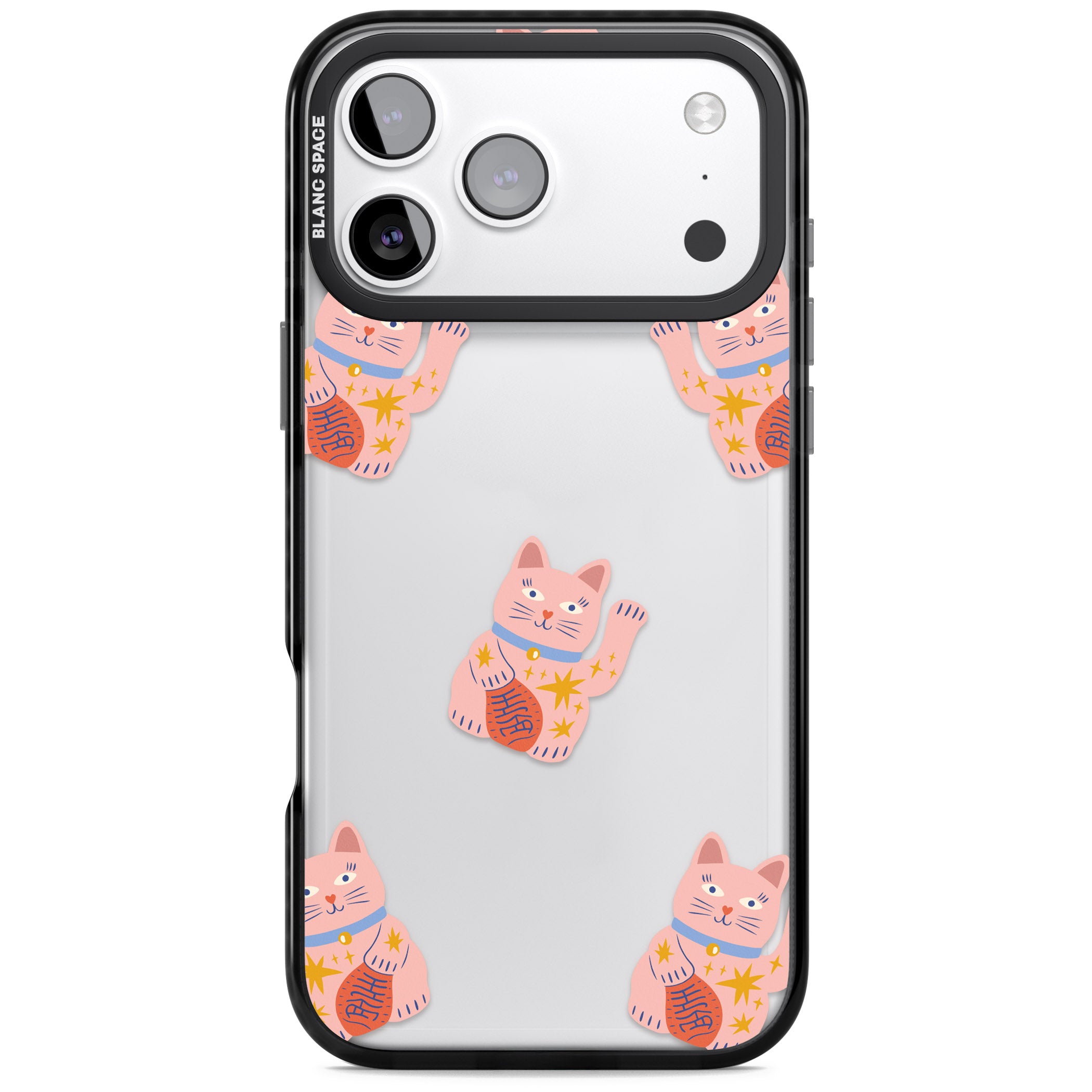 Waving Cat Pattern iPhone 17 Pro Impact Black Phone Case