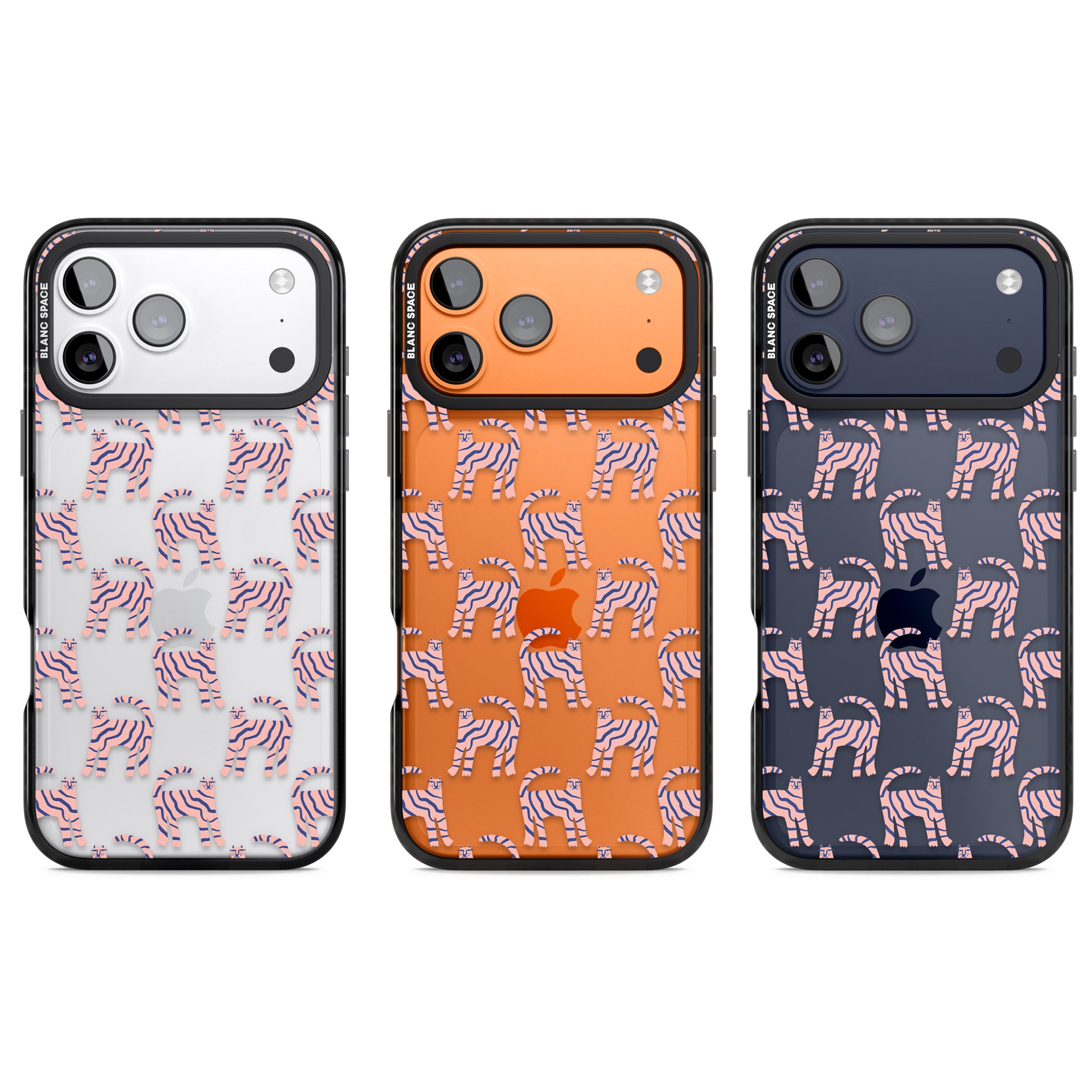 Pink And Blue Cat Pattern iPhone 17 Pro Impact Black Phone Case APT Impact Protection