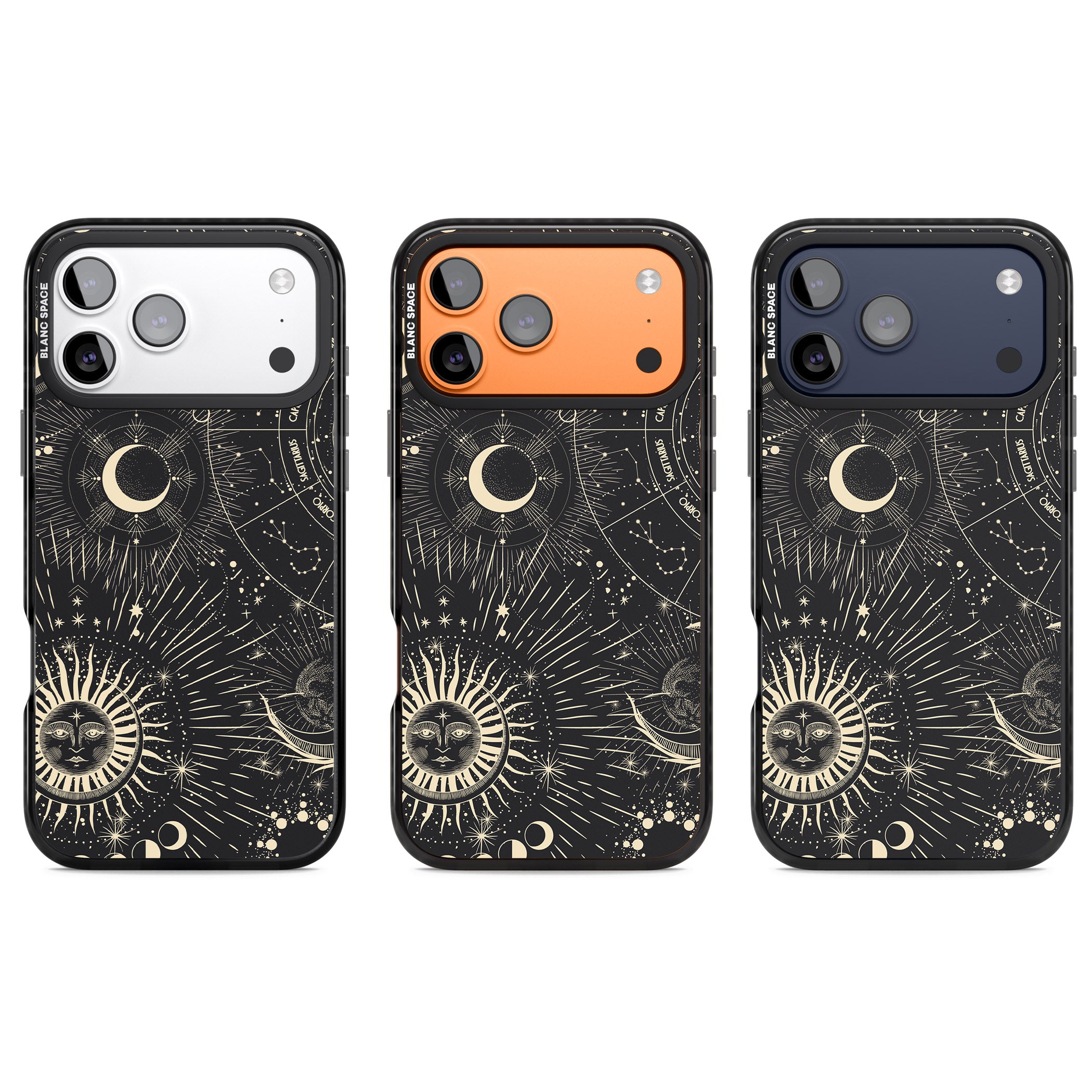 Cosmic Sun & Symbols Zodiac iPhone 17 Pro Impact Black Phone Case APT Impact Protection