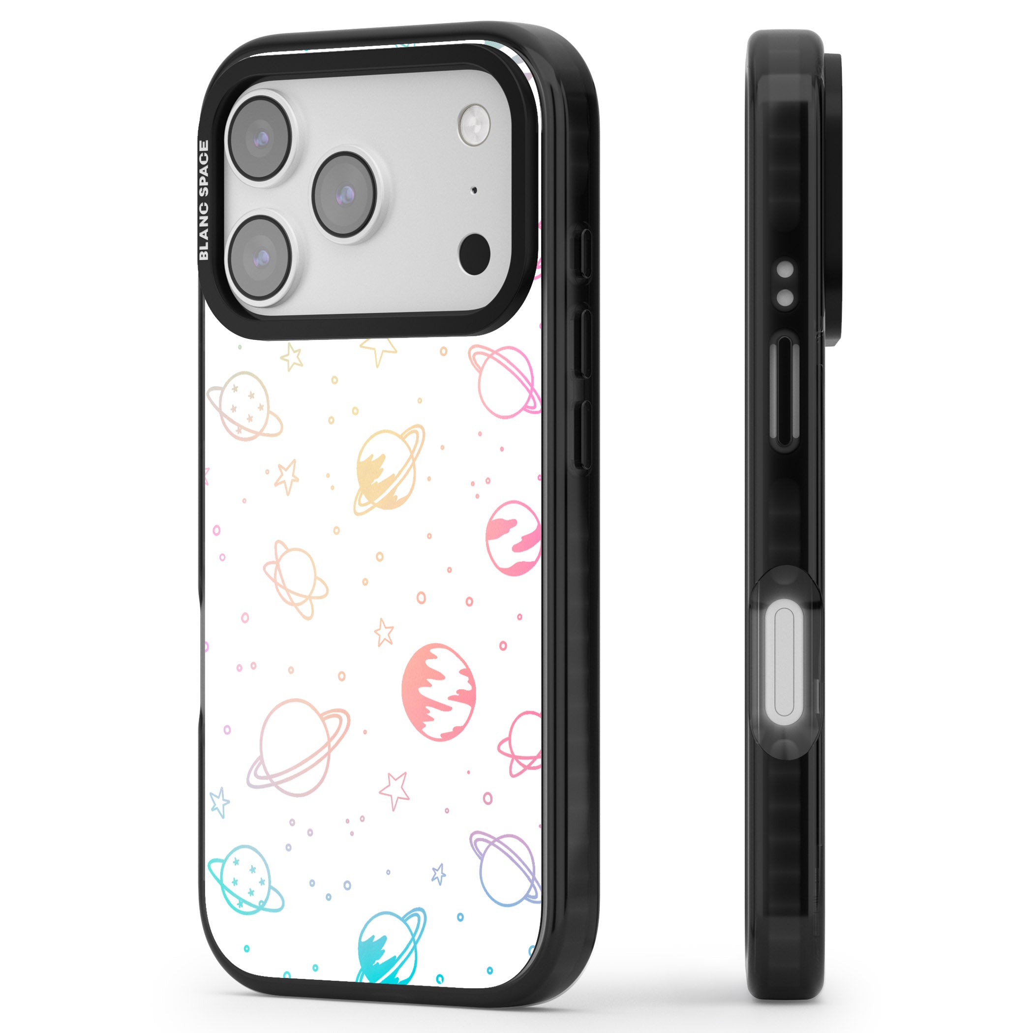 Pastel Cosmic Galaxy iPhone 17 Pro Max Impact Black Phone Case Side Profile