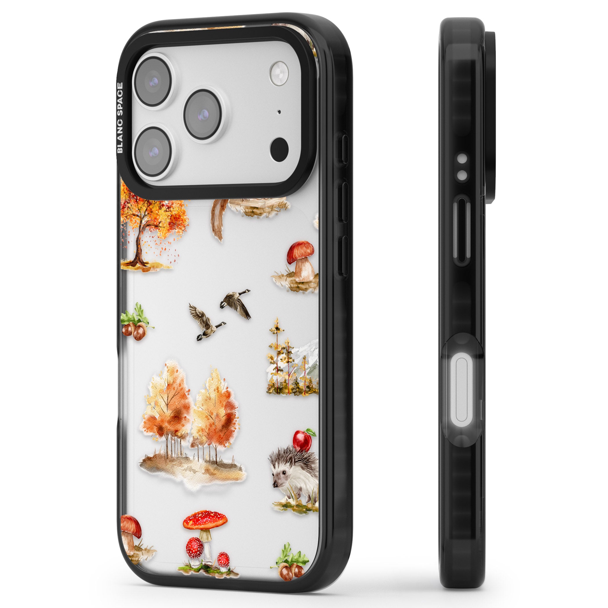 Fall Forest Friends iPhone 17 Pro Impact Black Phone Case Side Profile