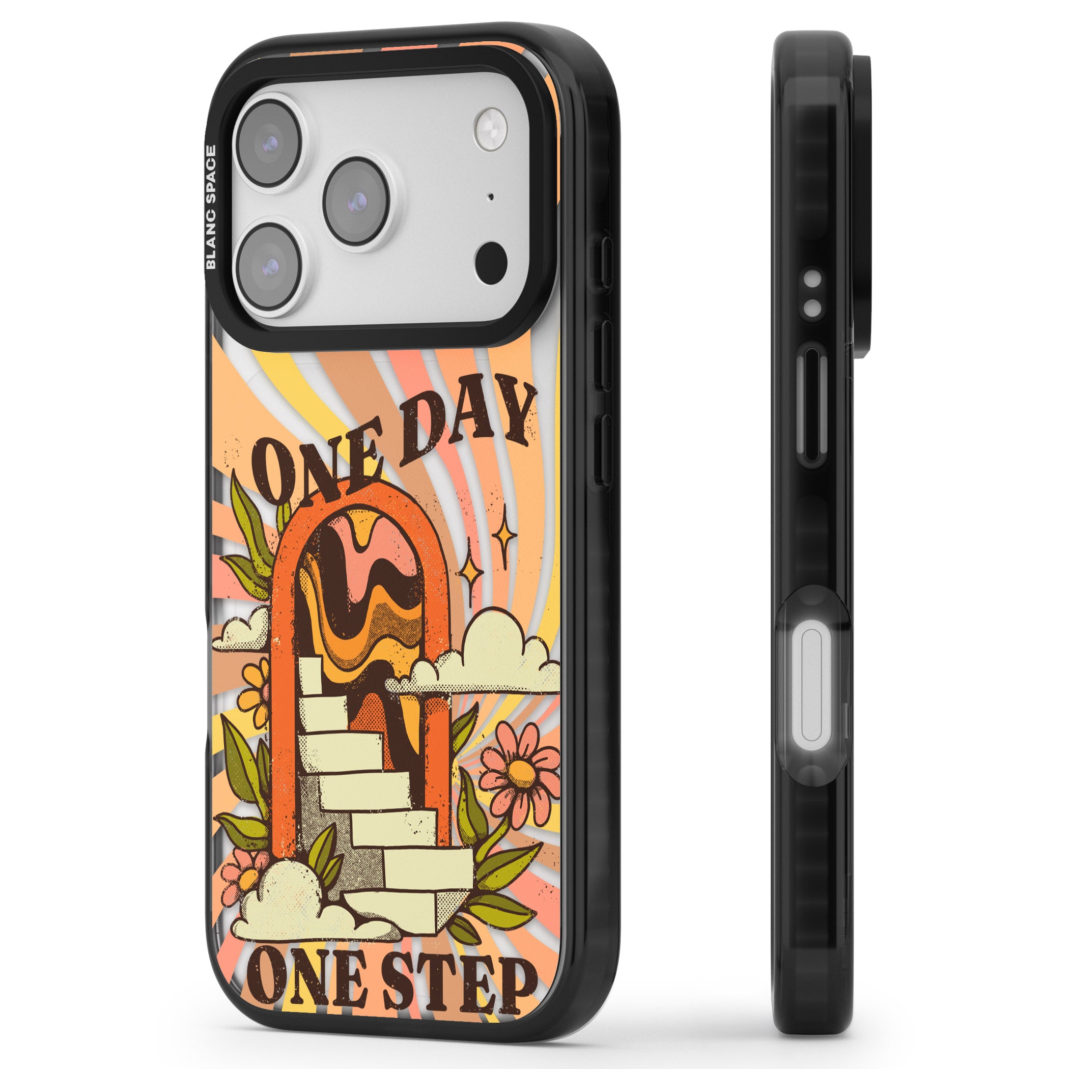 One Day One Step iPhone 17 Pro Impact Black Phone Case Side Profile