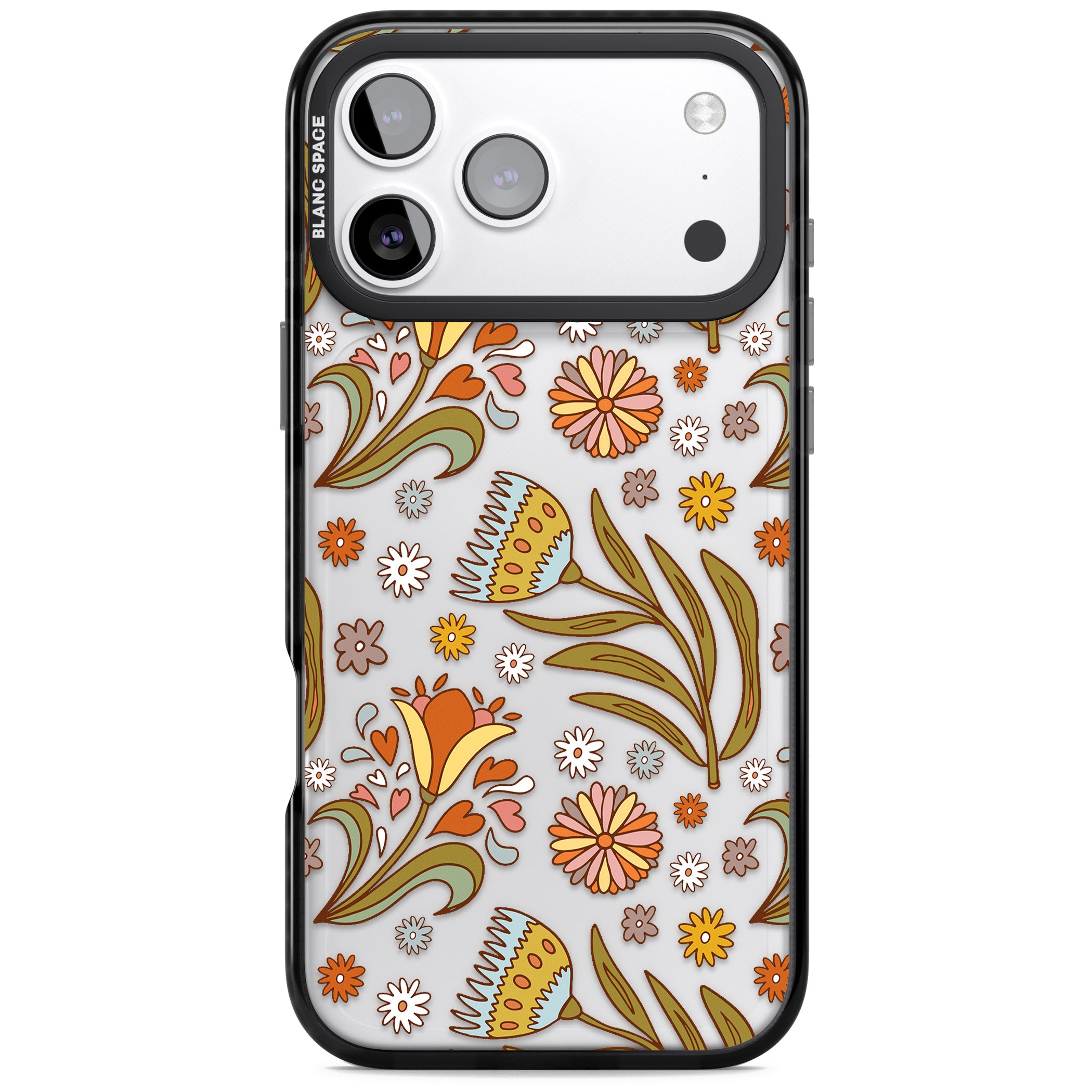 Boho Celestial Wildflower iPhone 17 Pro Impact Black Phone Case
