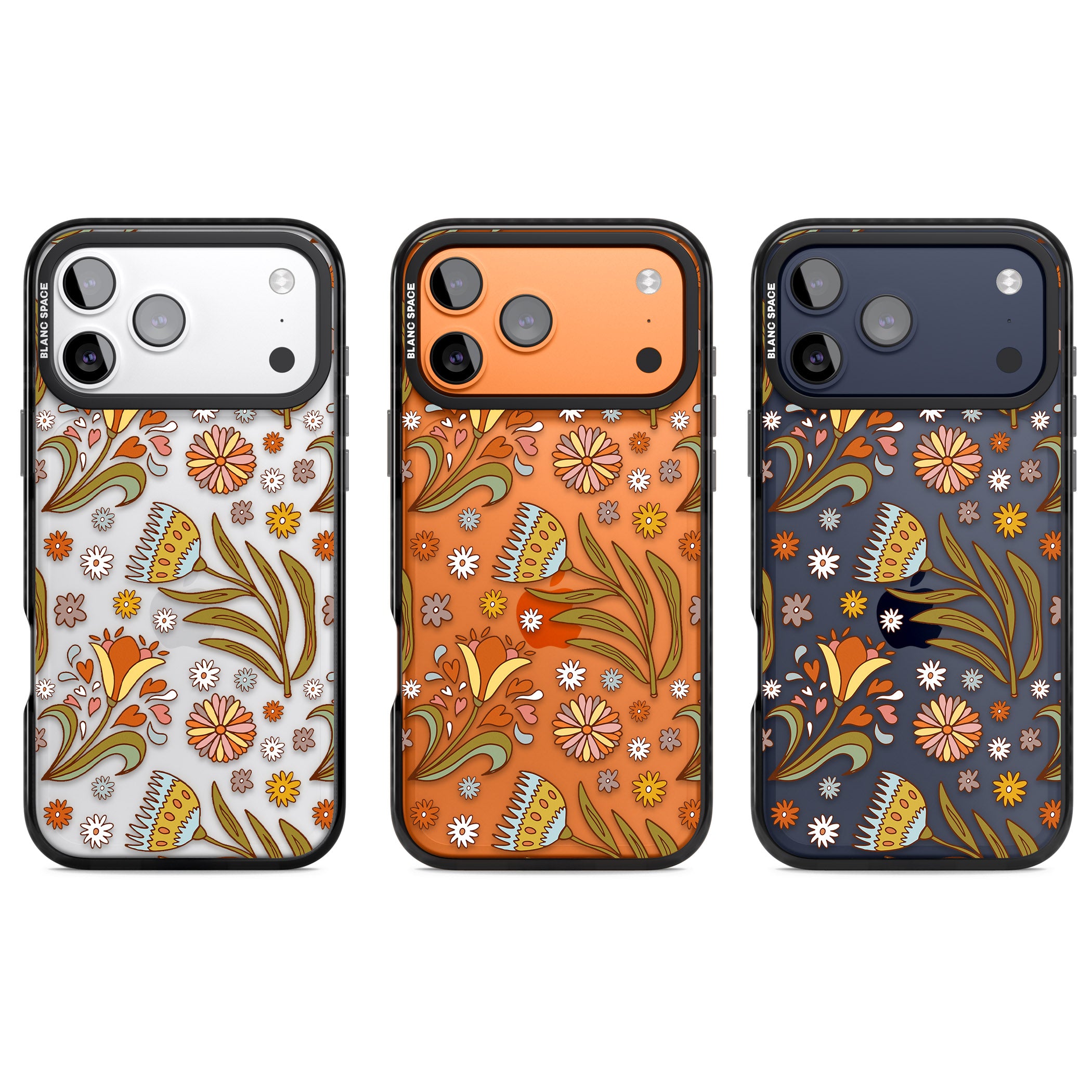 Boho Celestial Wildflower iPhone 17 Pro Impact Black Phone Case APT Impact Protection