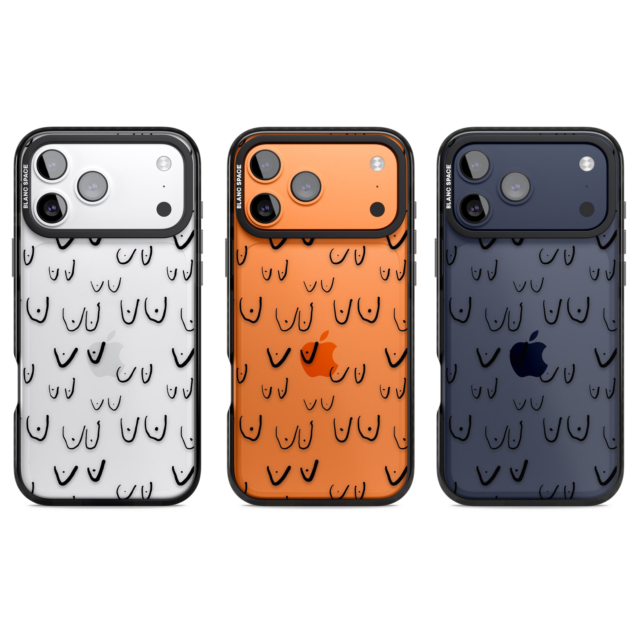 Boob Pattern (Black) iPhone 17 Pro Impact Black Phone Case APT Impact Protection