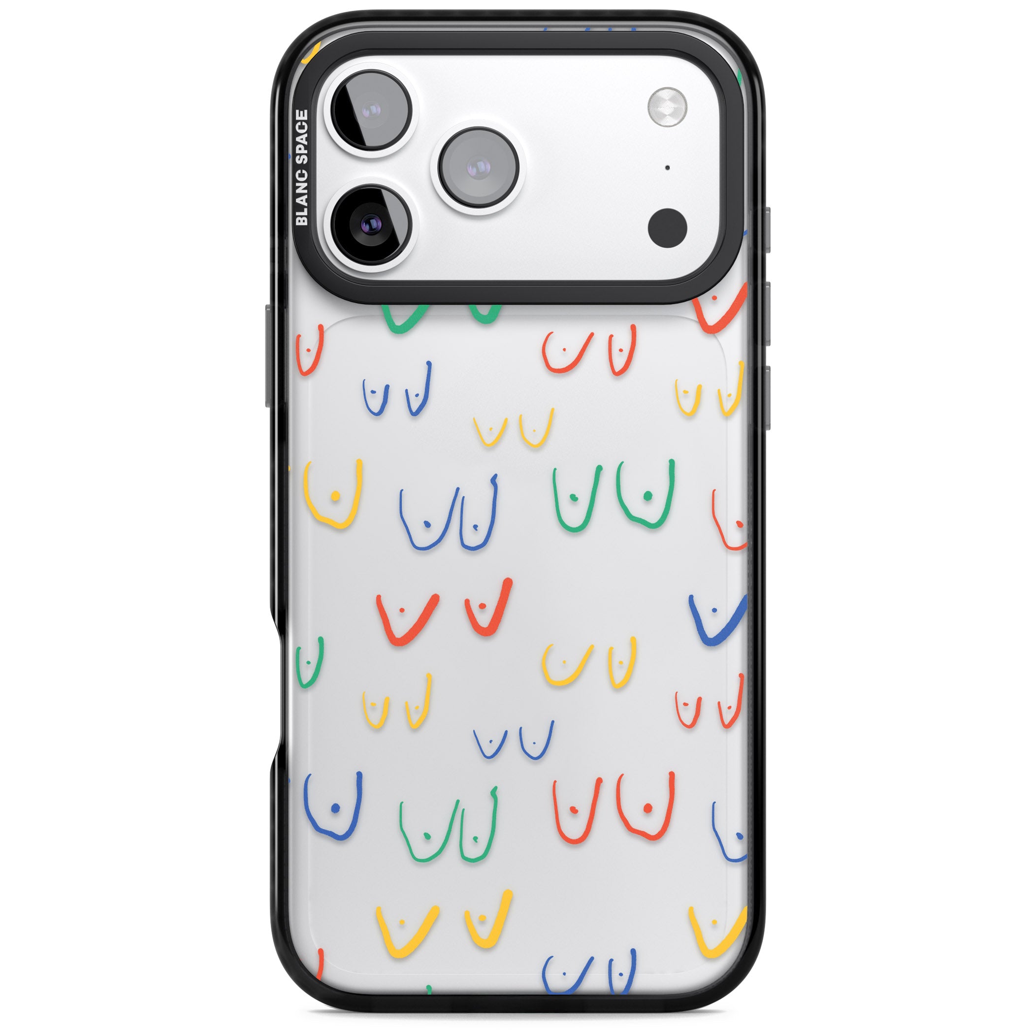 Boob Pattern (Mixed Colours) iPhone 17 Pro Impact Black Phone Case