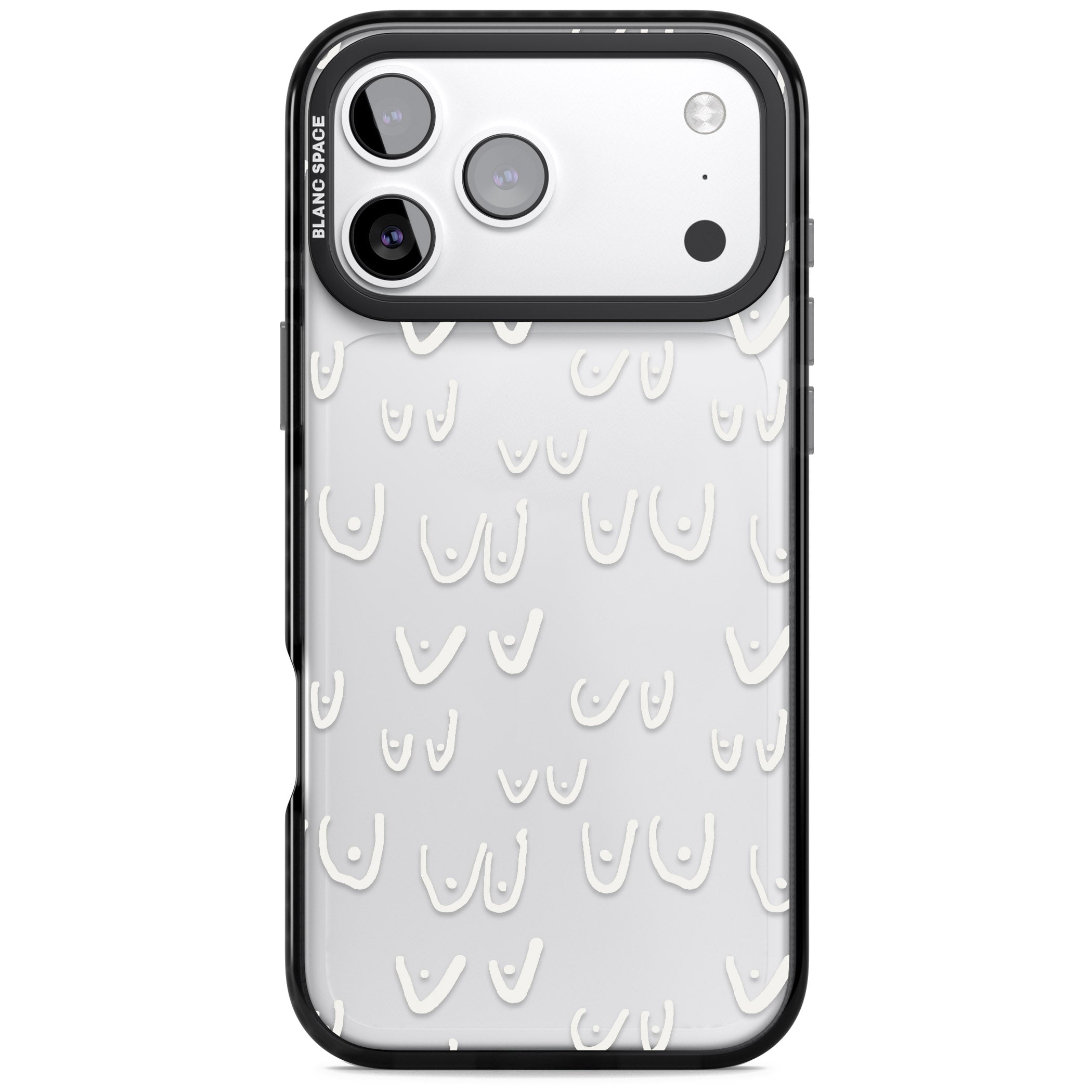 Boob Pattern (White) iPhone 17 Pro Impact Black Phone Case
