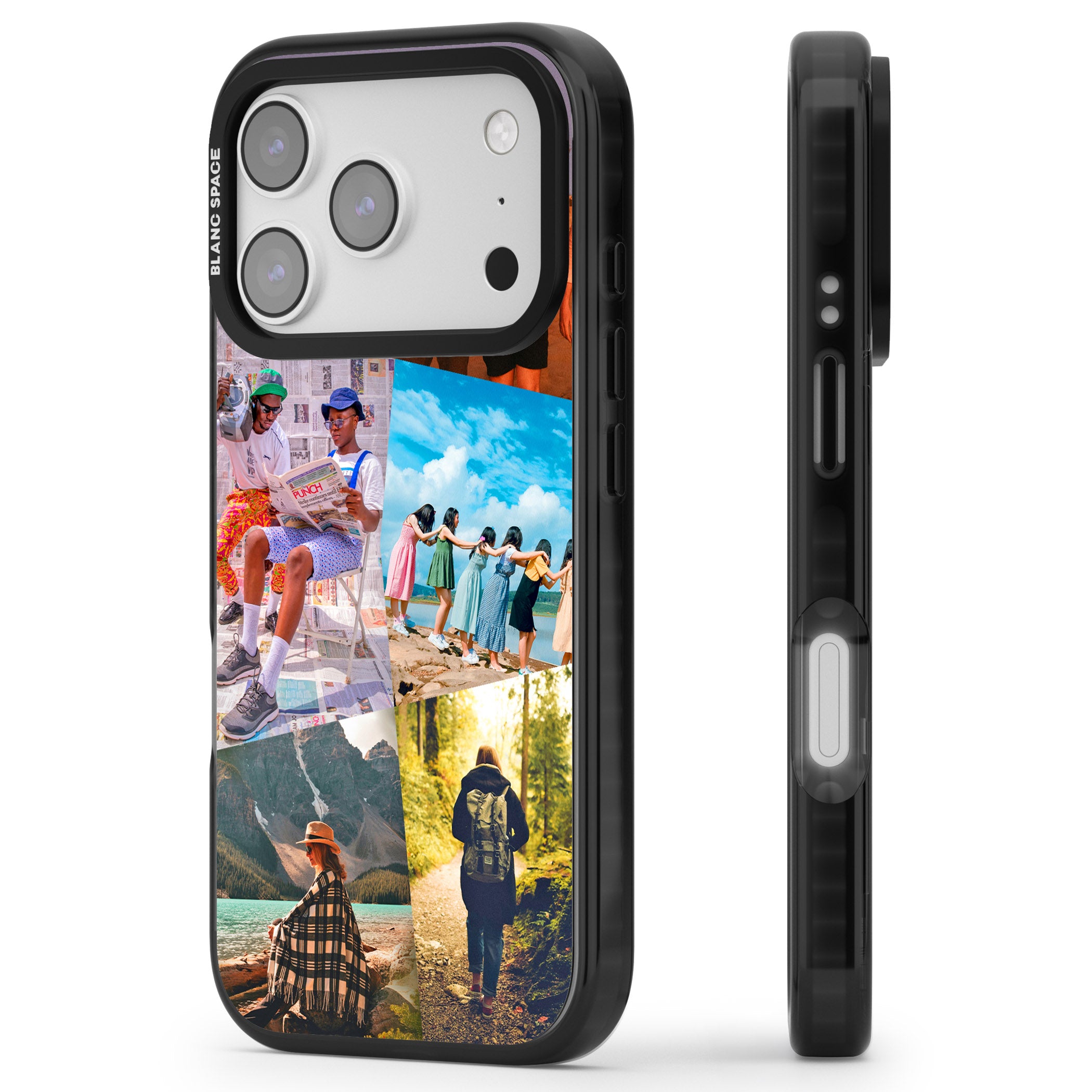 Personalised Abstract Photo Grid iPhone 17 Pro Impact Black Phone Case Side Profile