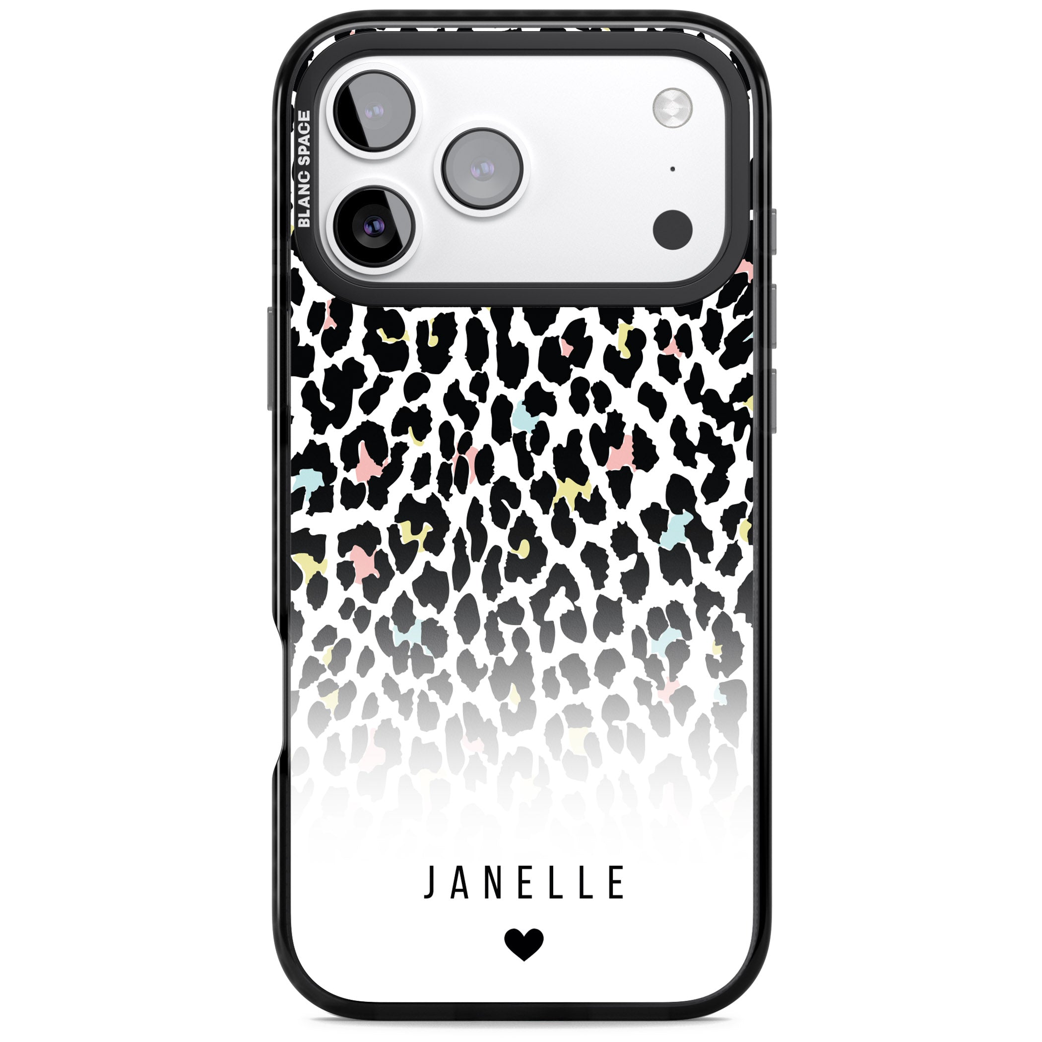 Personalised Pastel Leopard iPhone 17 Pro Impact Black Phone Case