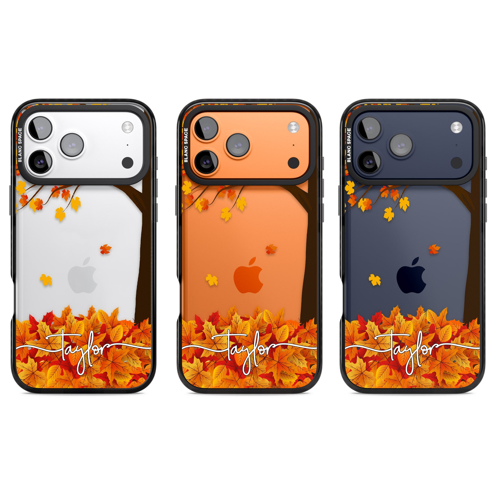 Personalised Autumn Leaves iPhone 17 Pro Impact Black Phone Case APT Impact Protection