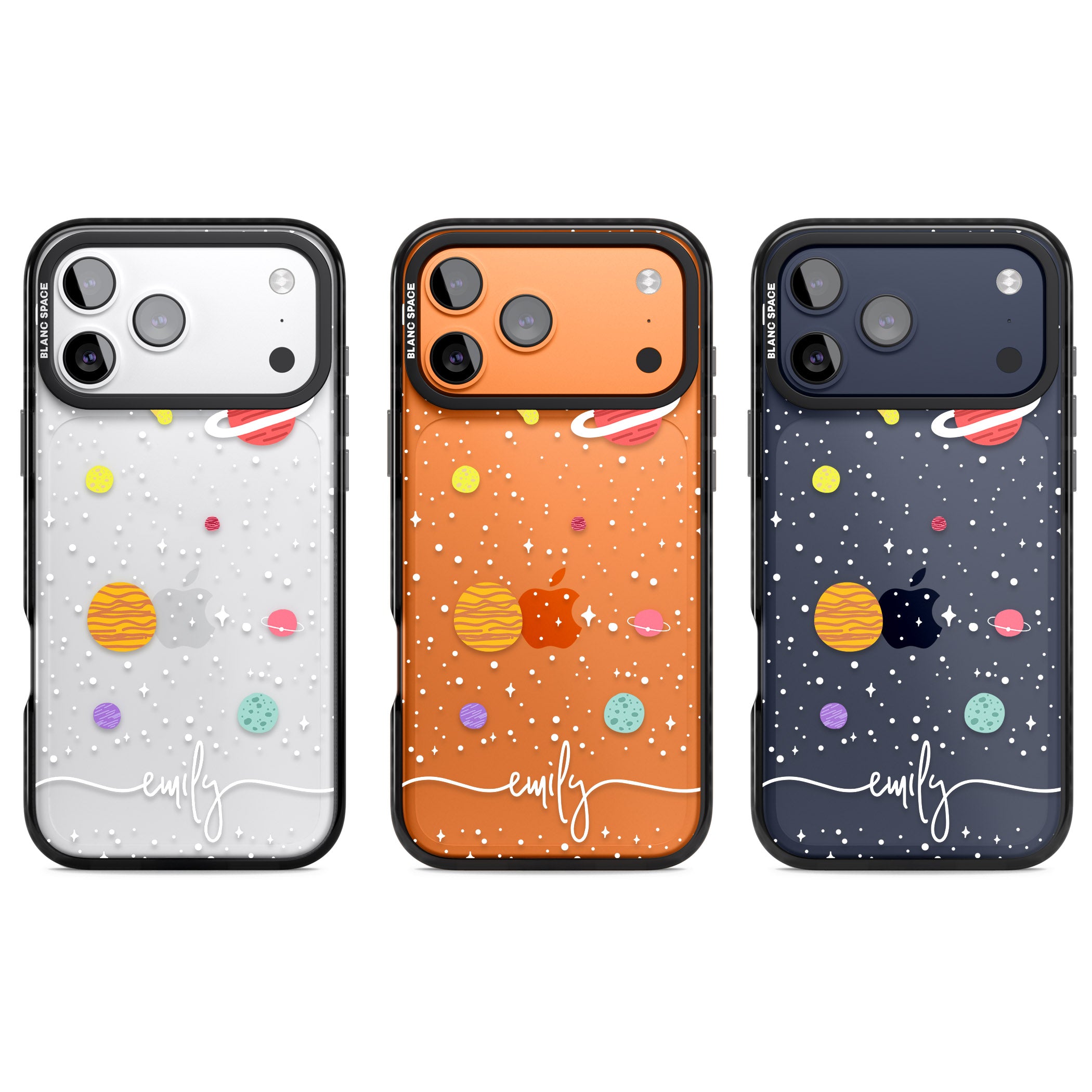 Personalised Cute Cartoon Planet (Clear) iPhone 17 Pro Impact Black Phone Case APT Impact Protection