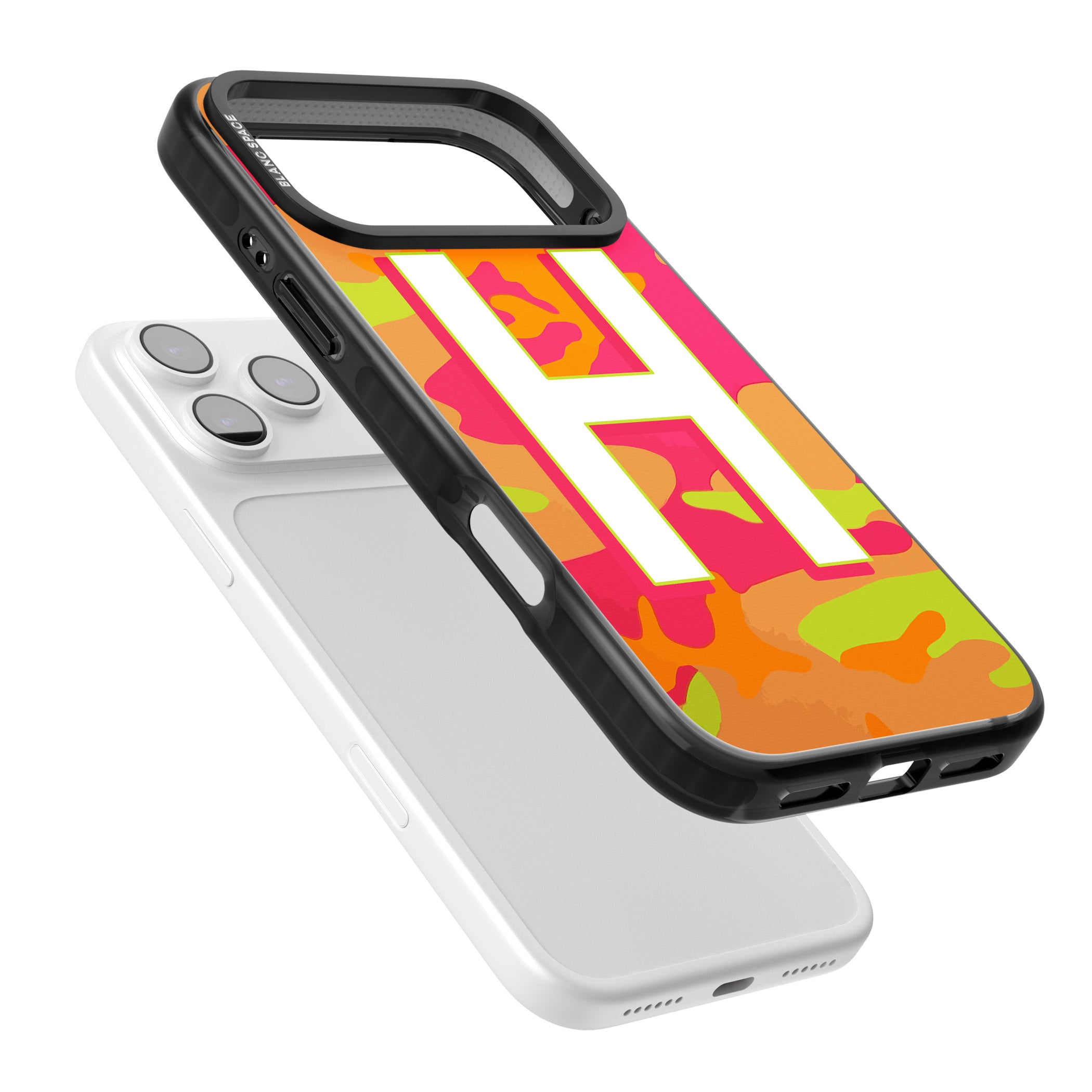 Personalised Neon Camo iPhone 17 Pro Impact Black Phone Case Colours