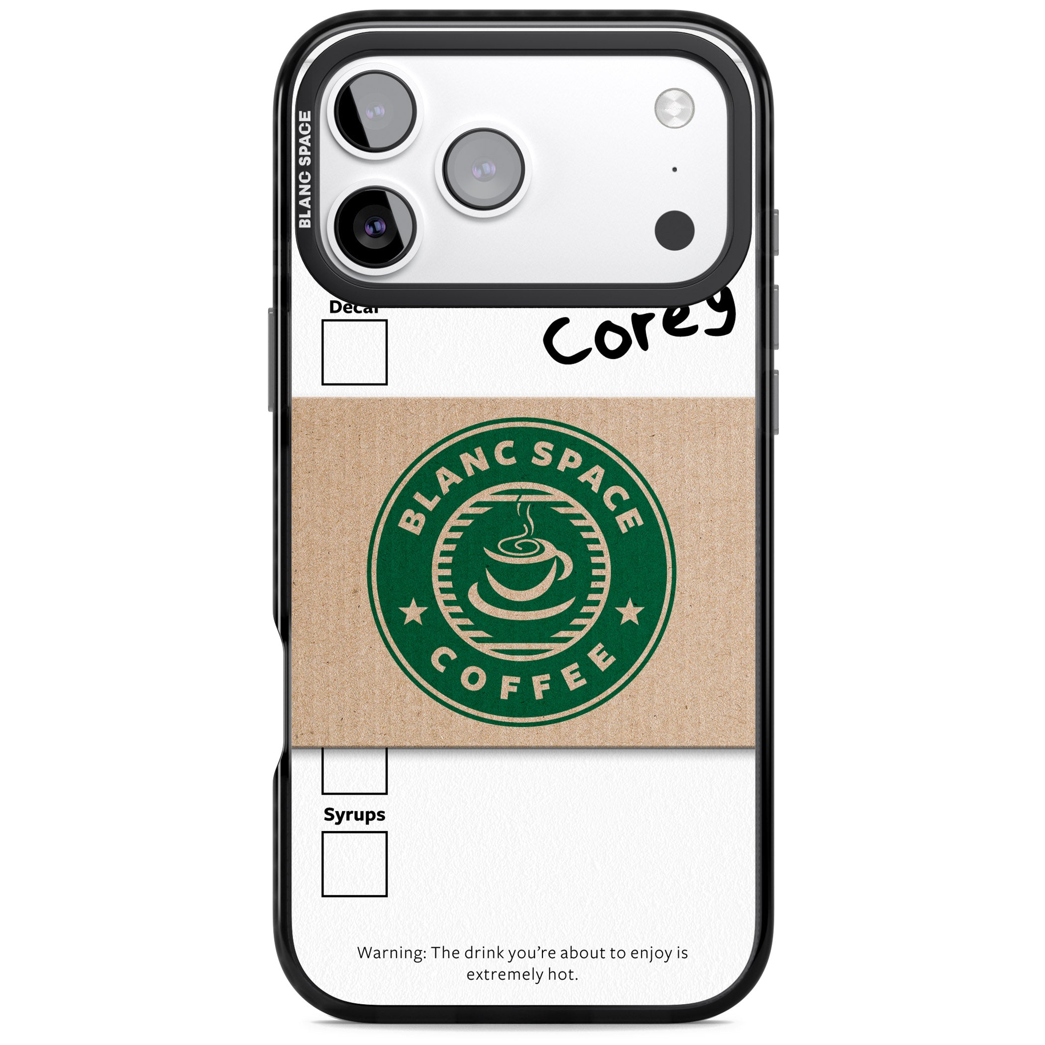Personalised Coffee Cup iPhone 17 Pro Impact Black Phone Case