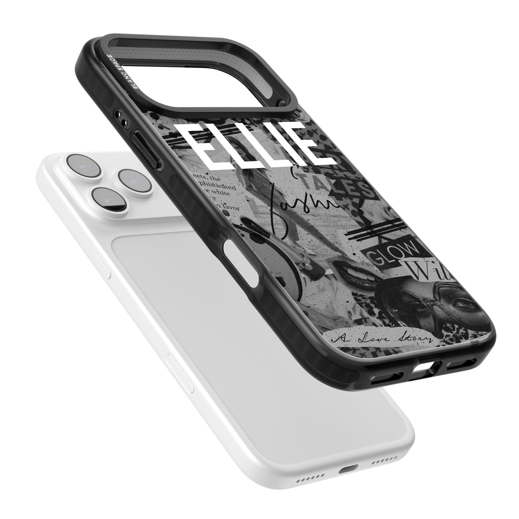 Personalised Grey Scale Vintage Collage iPhone 17 Pro Impact Black Phone Case Colours