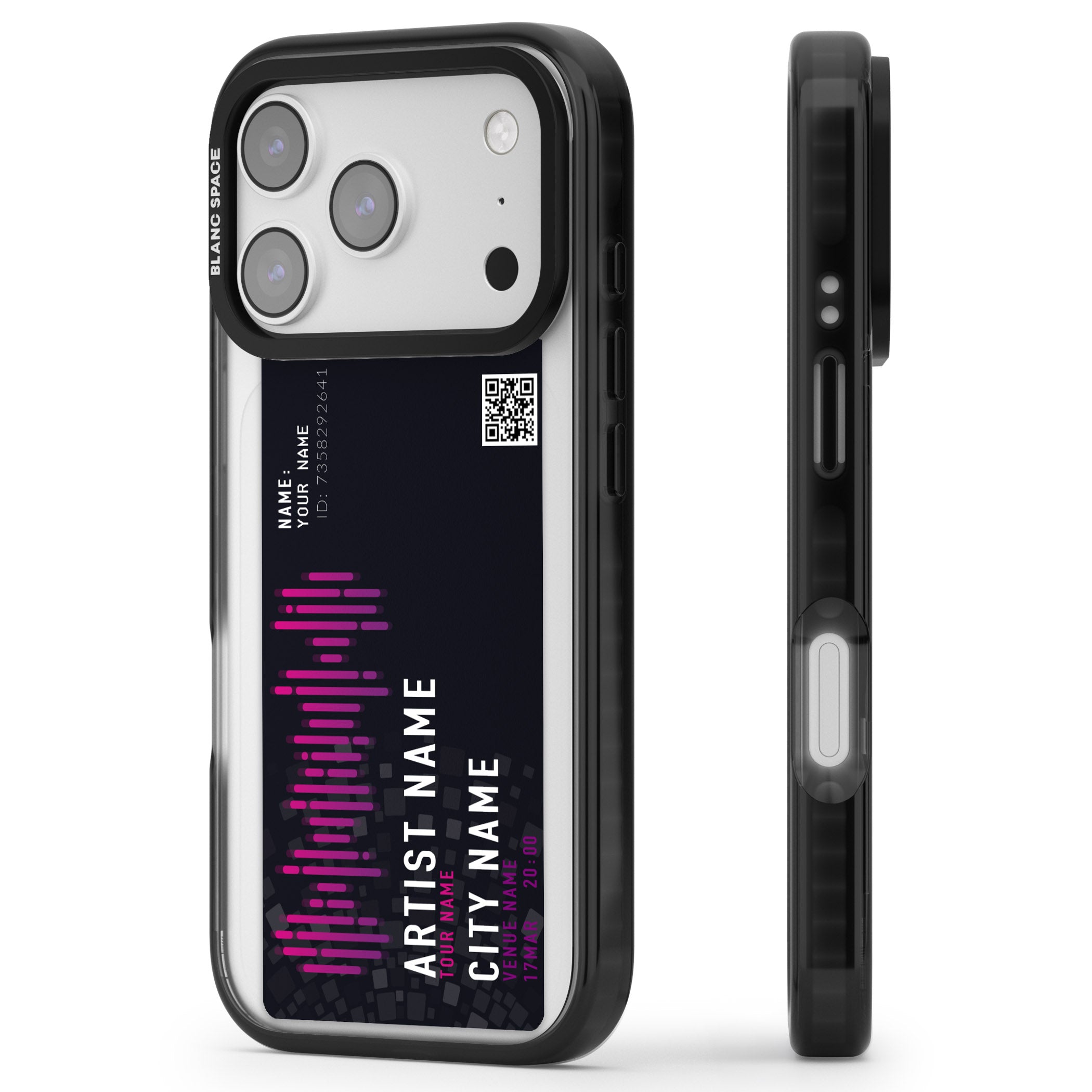 Personalised Concert Ticket iPhone 17 Pro Impact Black Phone Case Side Profile