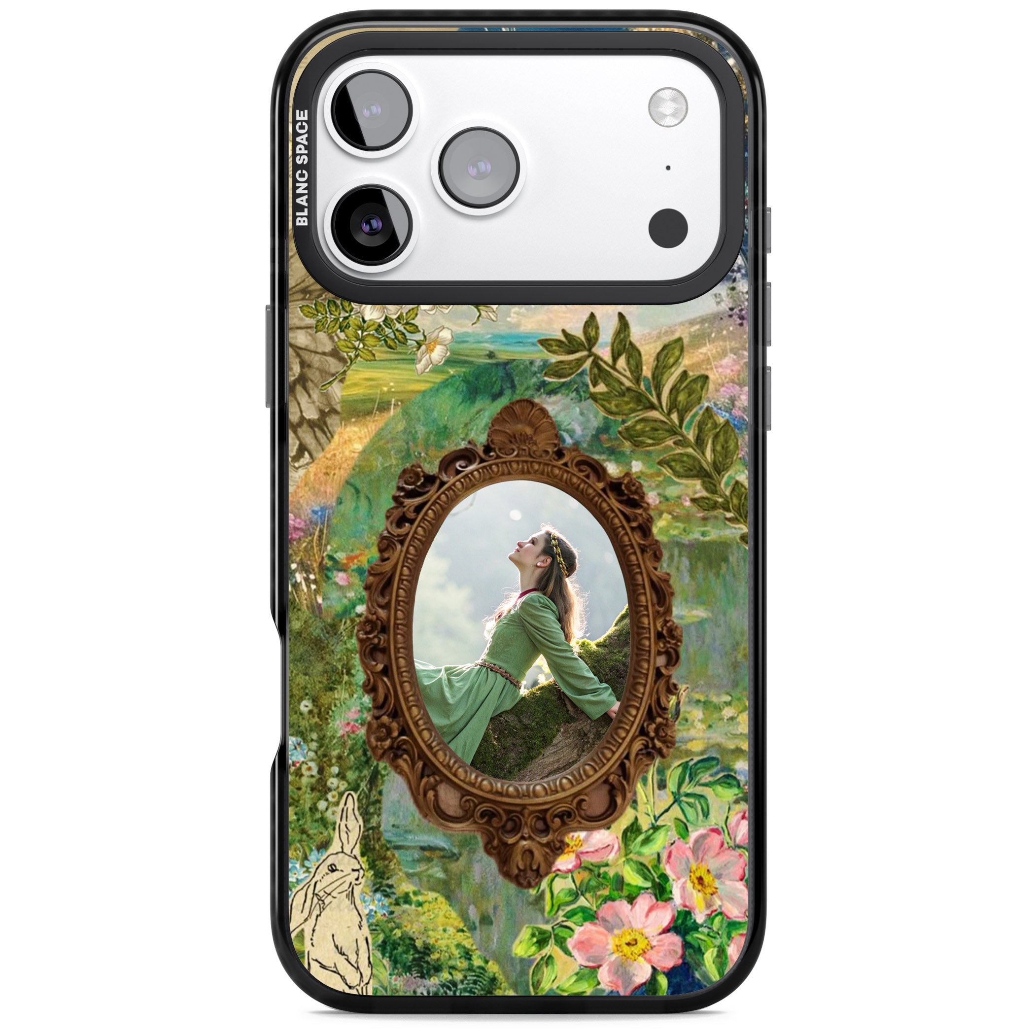 Personalised Meadow Frame iPhone 17 Pro Impact Black Phone Case