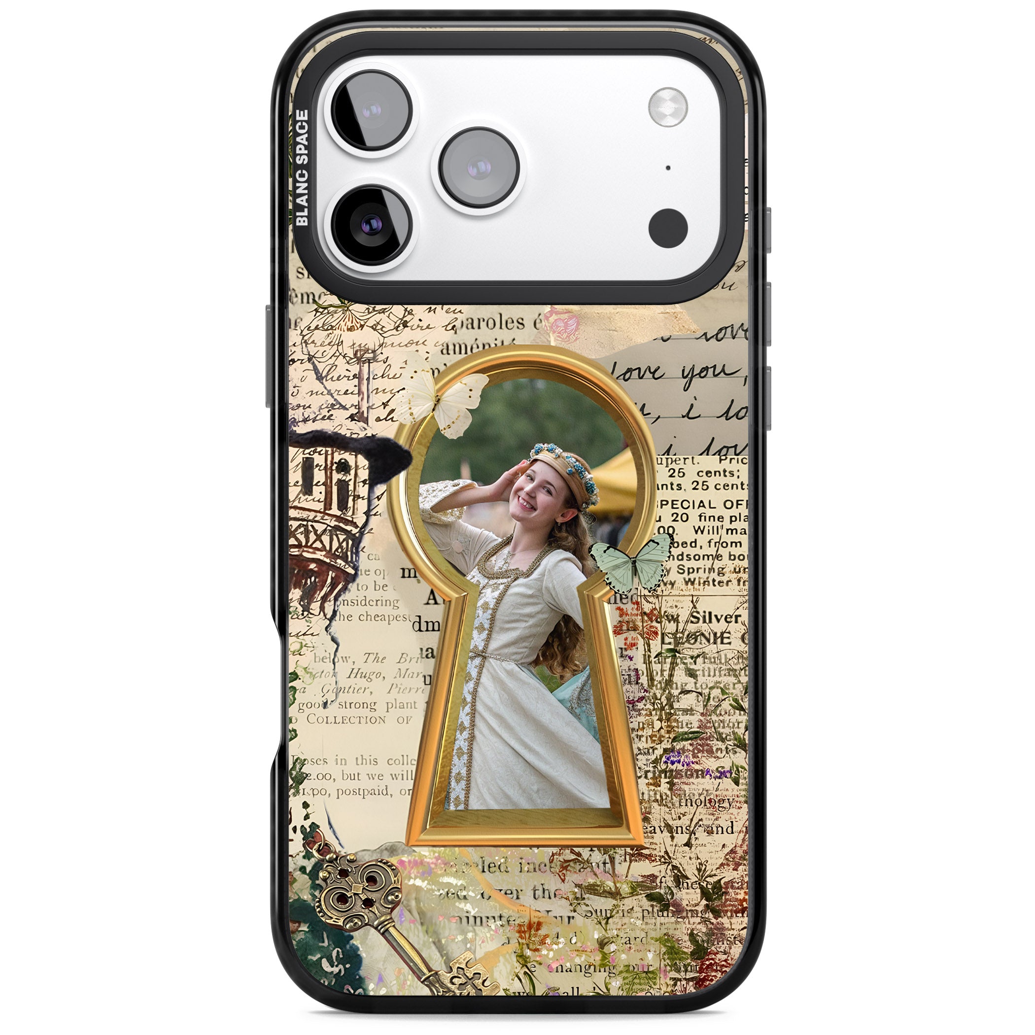 Personalised Bookpage Keyhole Frame iPhone 17 Pro Impact Black Phone Case