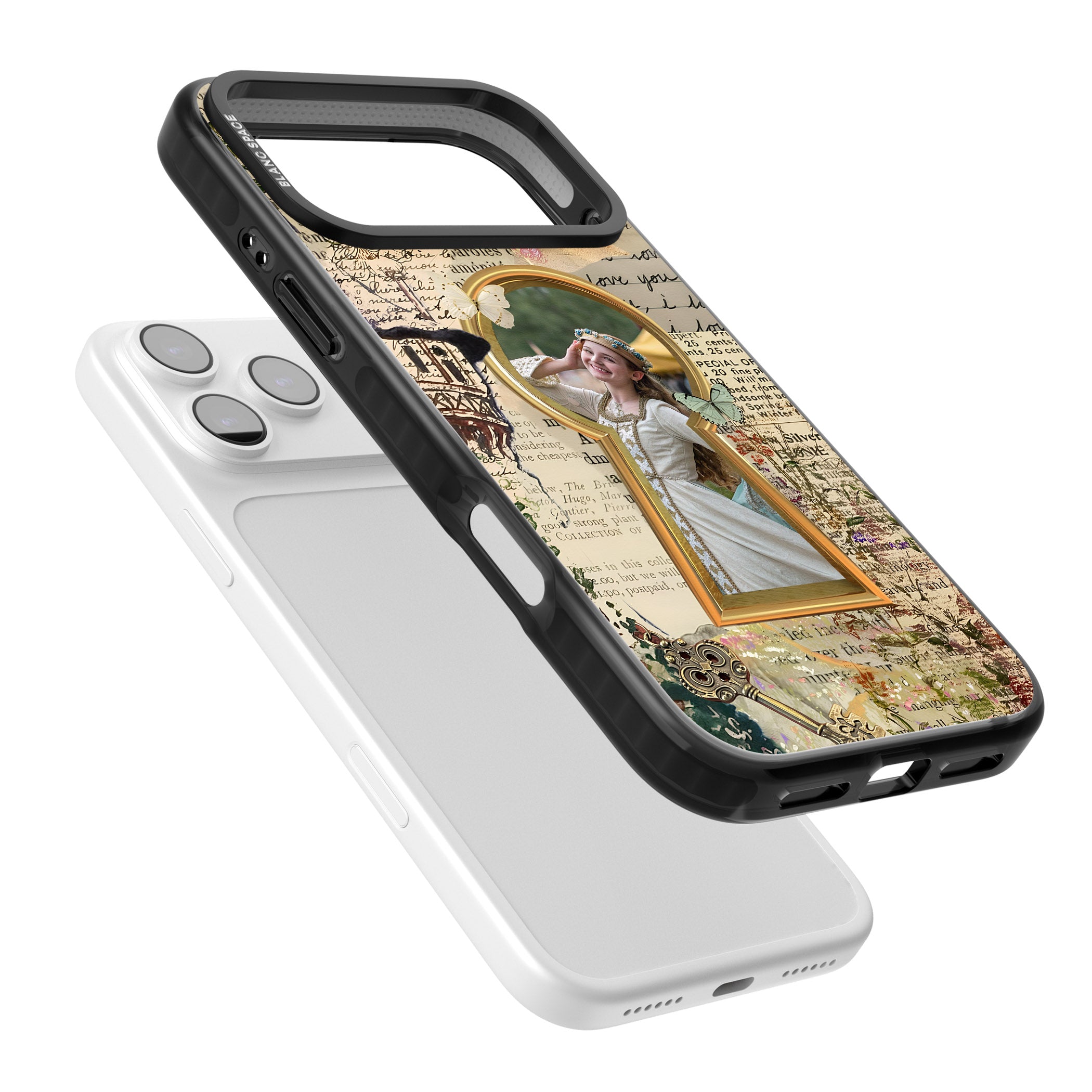 Personalised Bookpage Keyhole Frame iPhone 17 Pro Impact Black Phone Case Colours