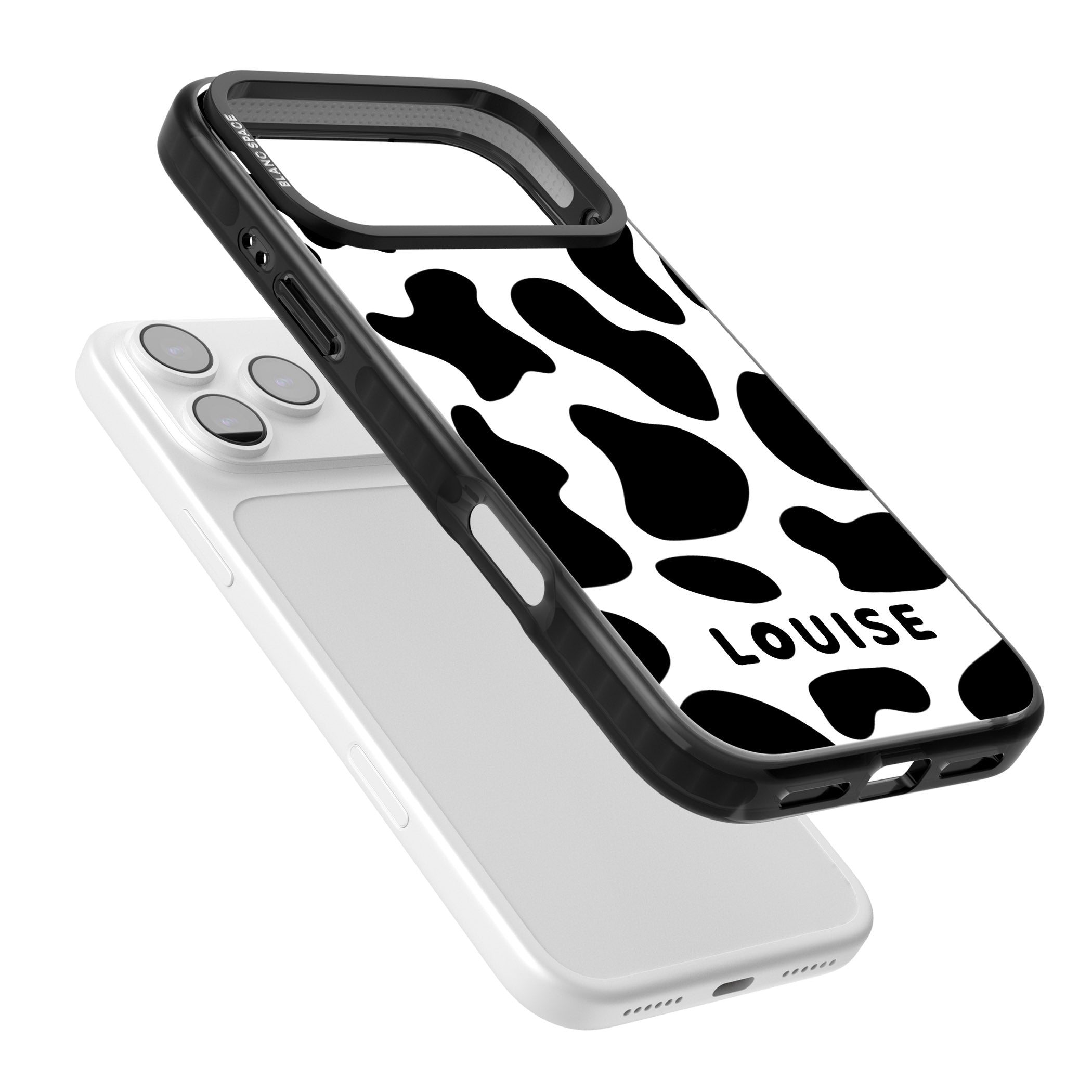 Personalised Cow Print iPhone 17 Pro Impact Black Phone Case Colours