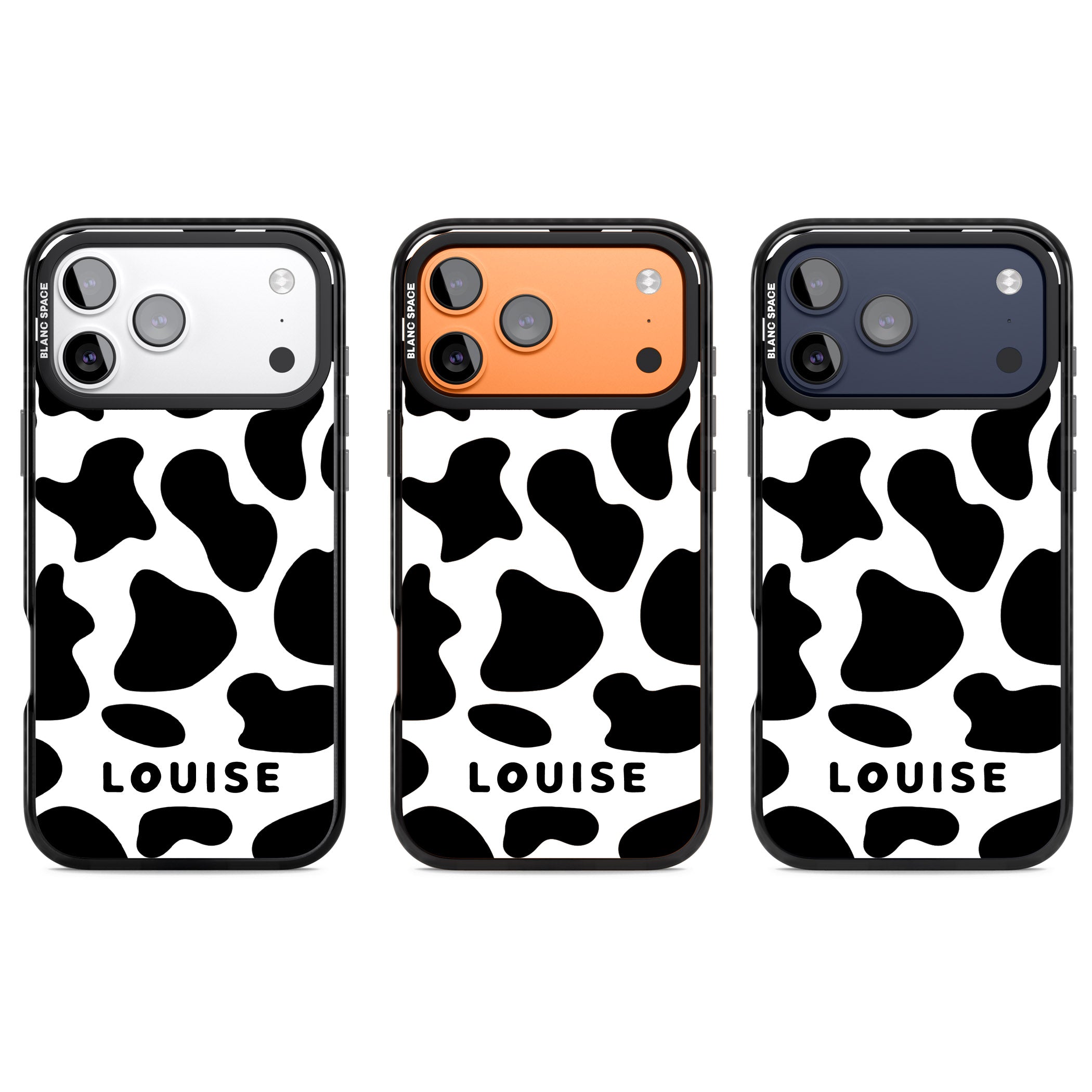 Personalised Cow Print iPhone 17 Pro Impact Black Phone Case APT Impact Protection