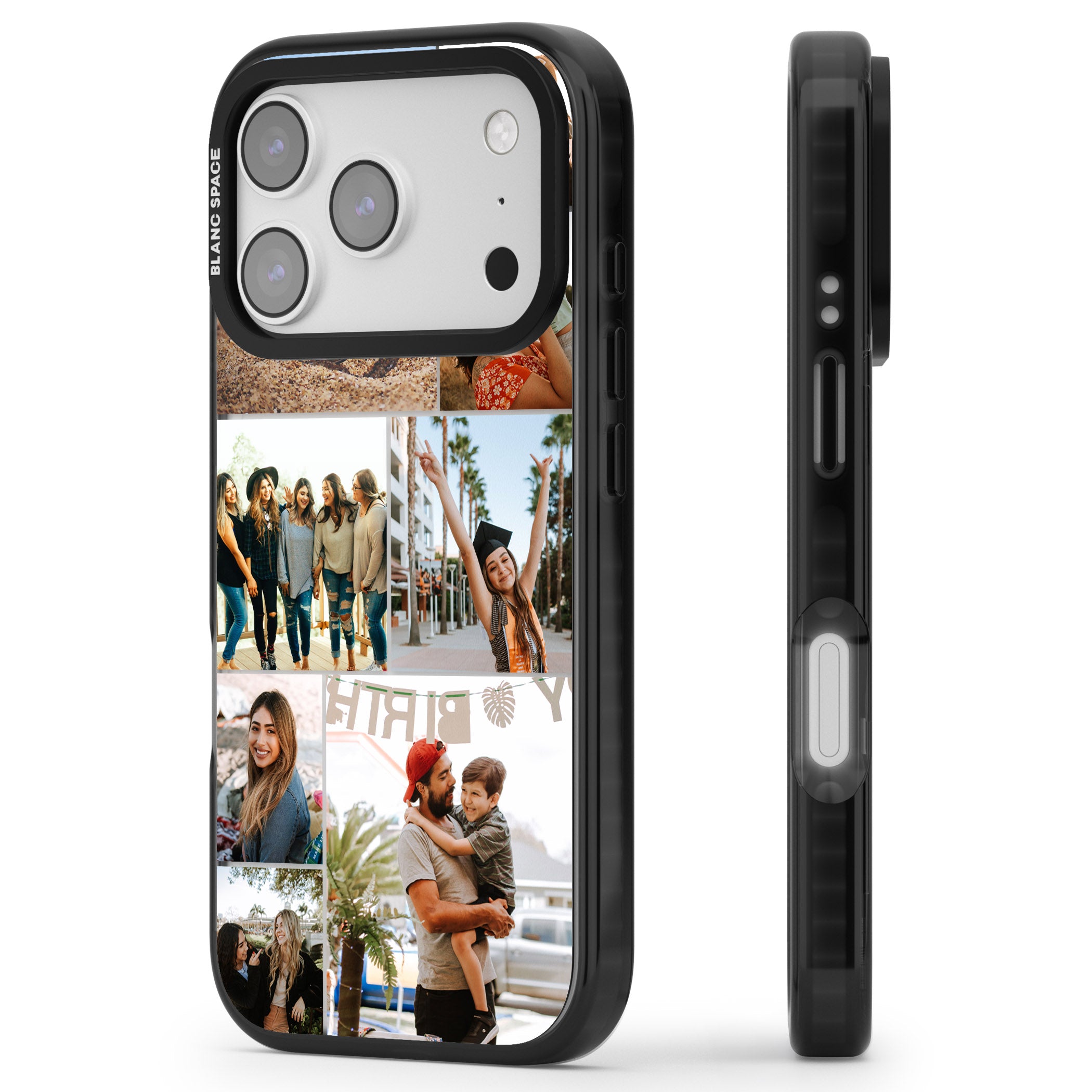 Personalised Photo Grid iPhone 17 Pro Impact Black Phone Case Side Profile