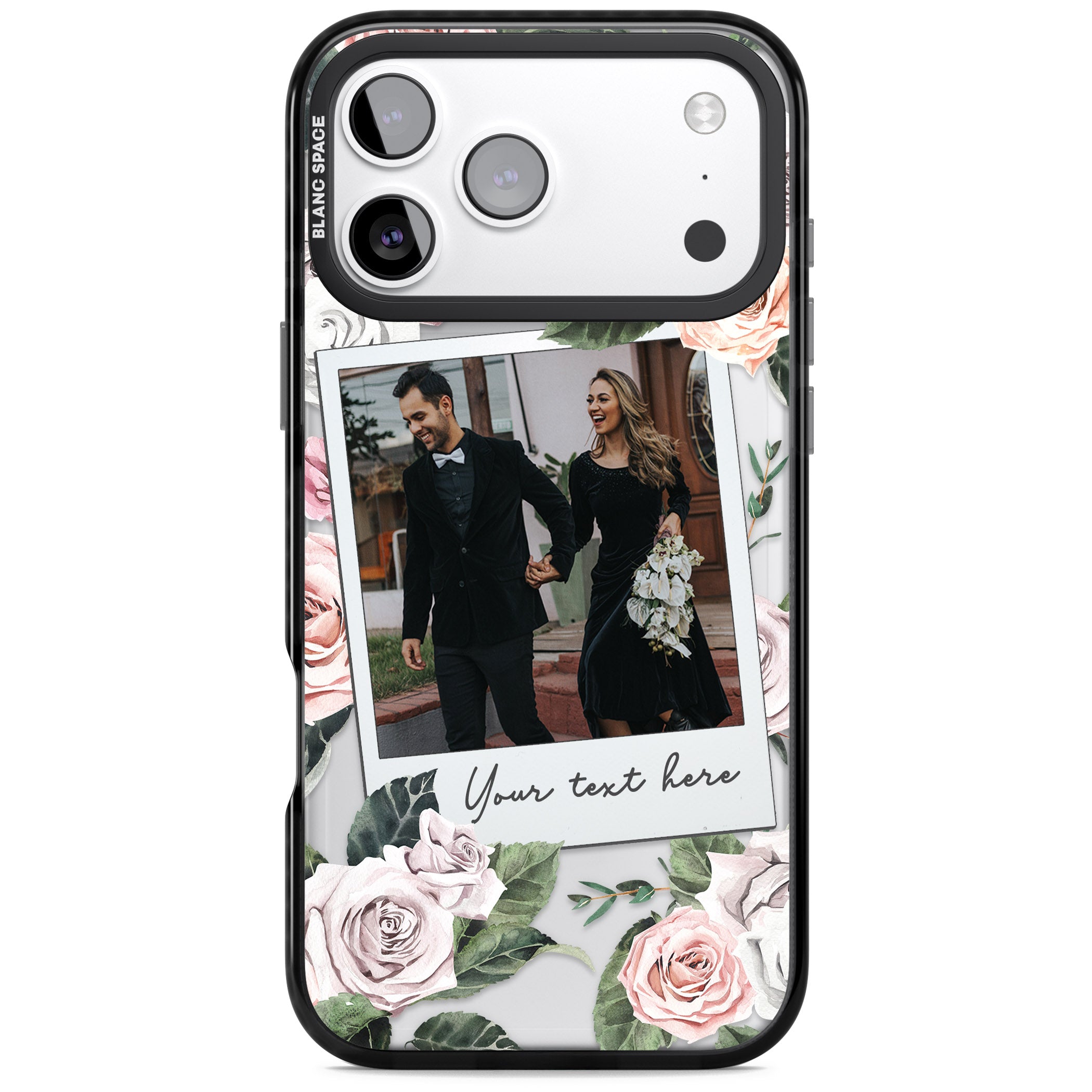 Personalised Floral Instant Camera Photo iPhone 17 Pro Impact Black Phone Case