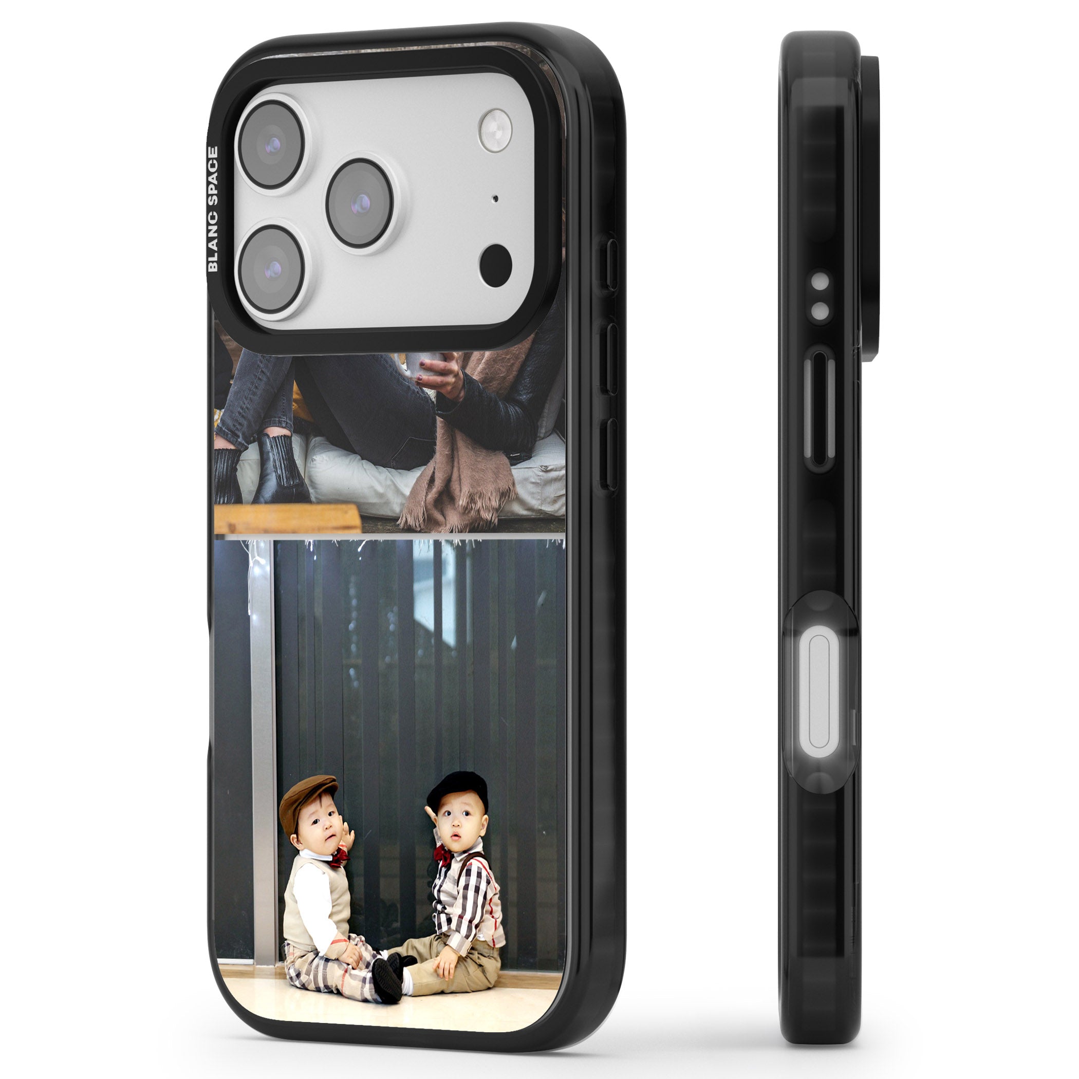 Personalised 2 Photo Grid iPhone 17 Pro Impact Black Phone Case Side Profile