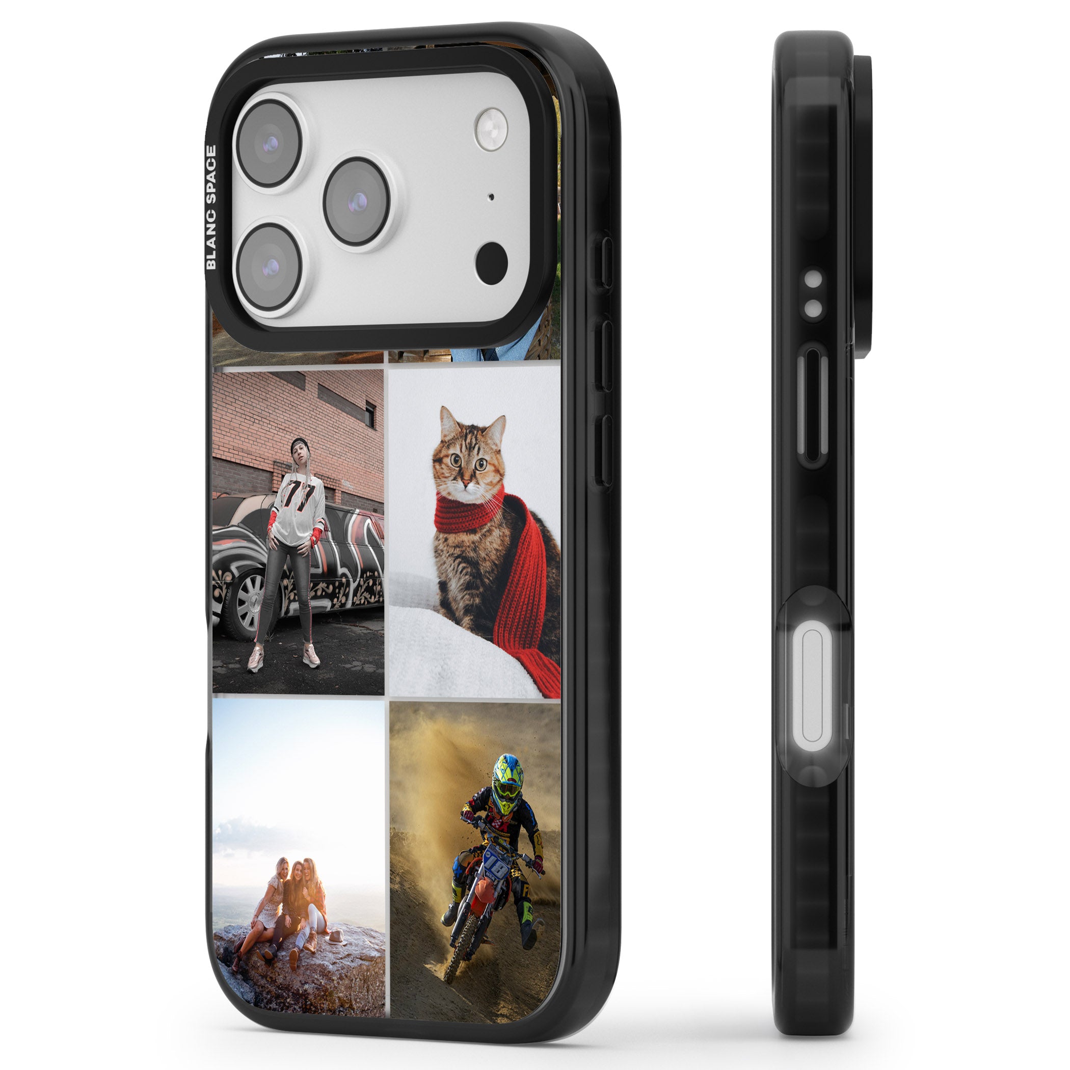 Personalised 6 Photo Grid iPhone 17 Pro Impact Black Phone Case Side Profile