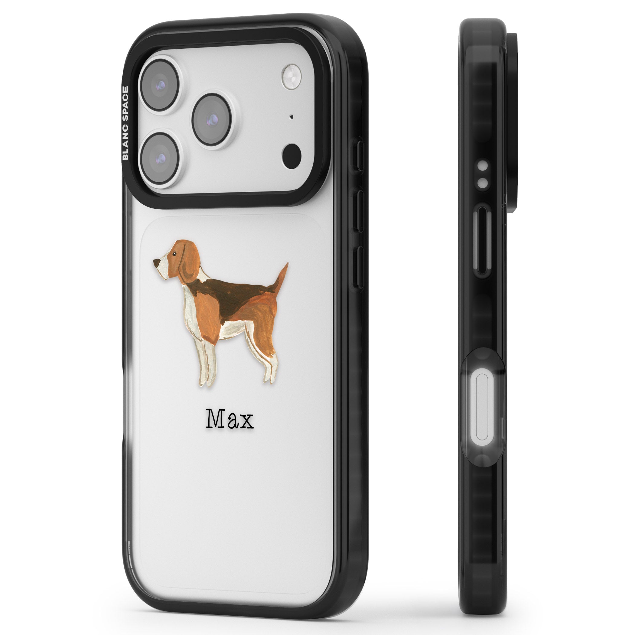 Personalised Beagle iPhone 17 Pro Impact Black Phone Case Side Profile