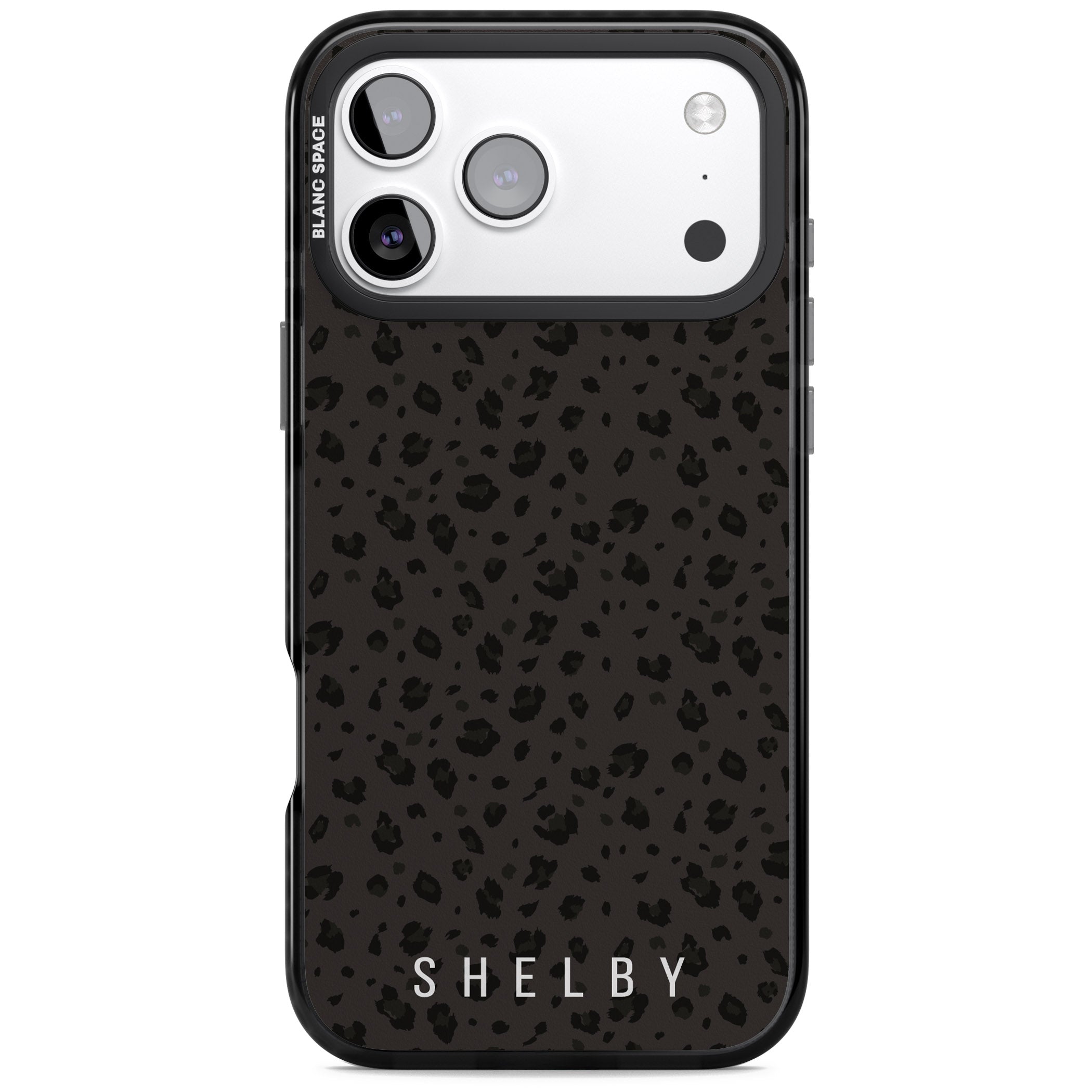 Personalised Dark Leopard Lettering iPhone 17 Pro Impact Black Phone Case