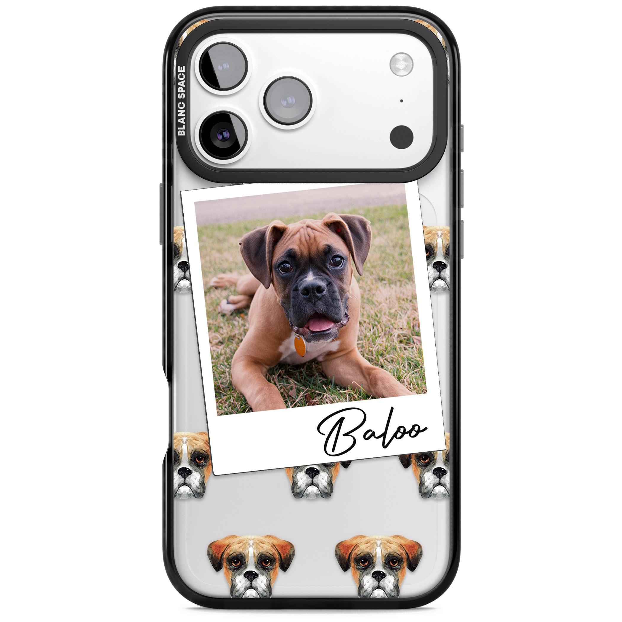 Personalised Boxer Instant Camera Photo iPhone 17 Pro Impact Black Phone Case