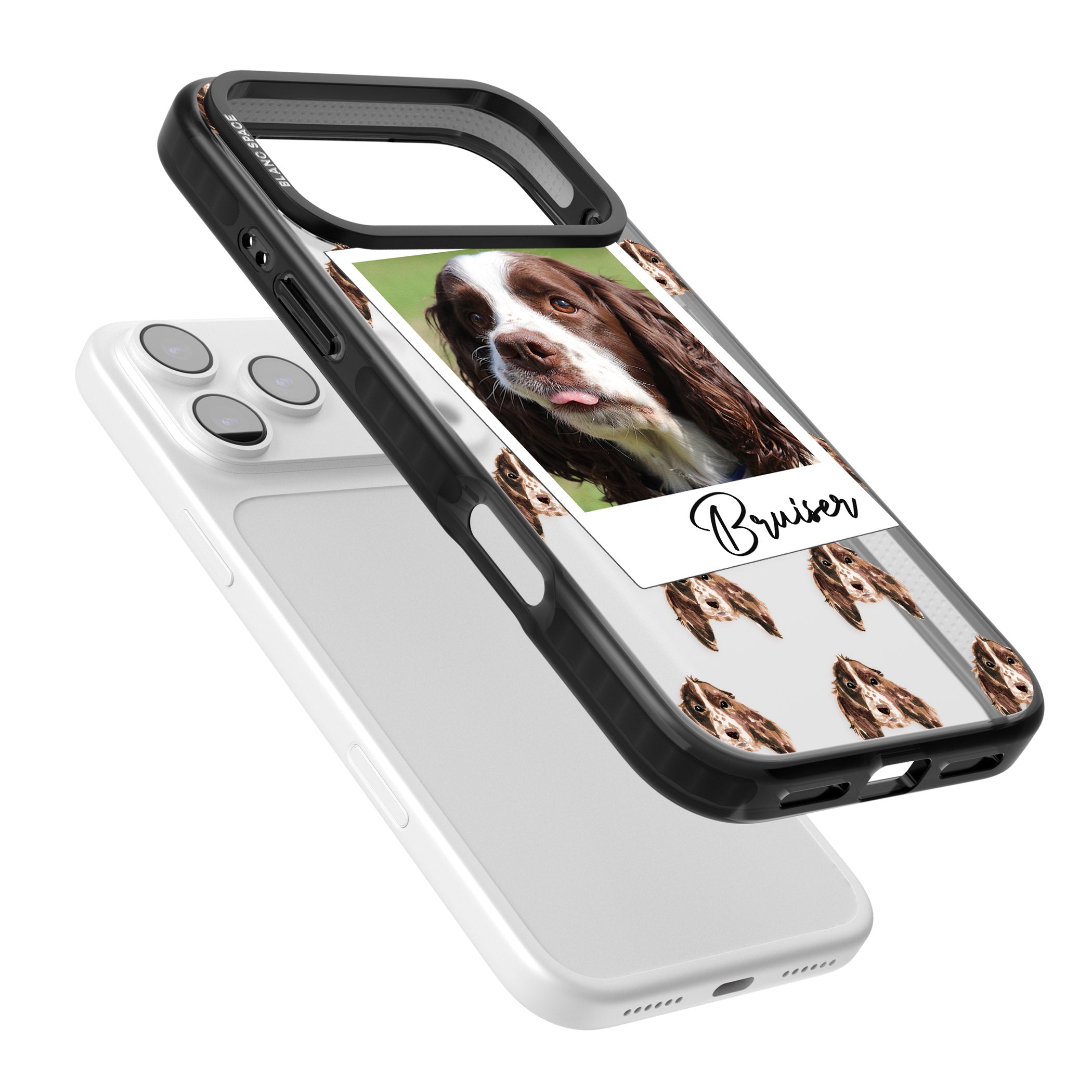 Personalised Springer Spaniel Instant Camera Photo iPhone 17 Pro Impact Black Phone Case Colours