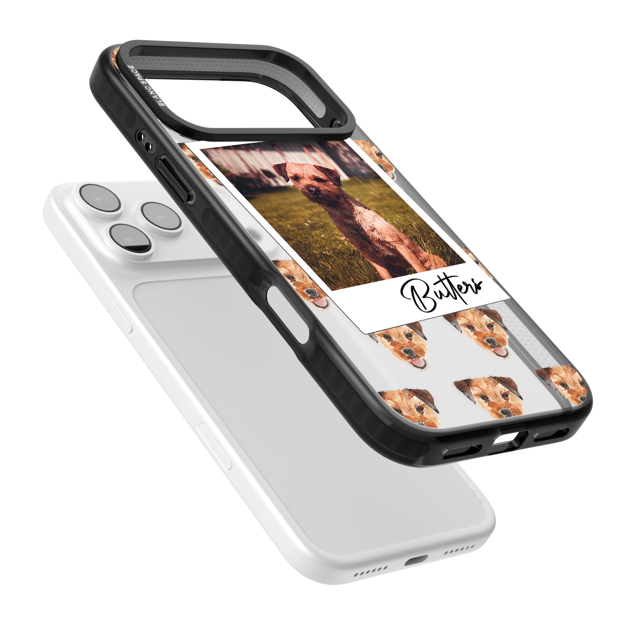 Personalised Border Terrier Instant Camera Photo iPhone 17 Pro Impact Black Phone Case Colours