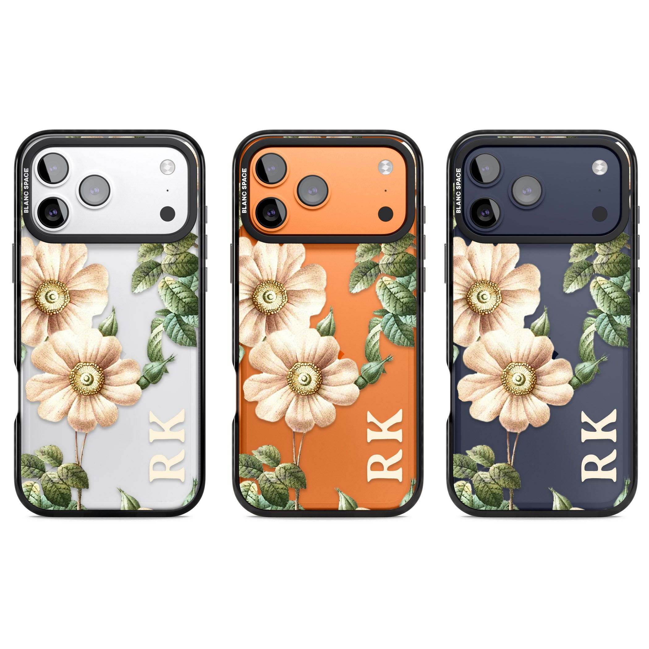 Personalised Vintage Floral Anemone iPhone 17 Pro Impact Black Phone Case APT Impact Protection