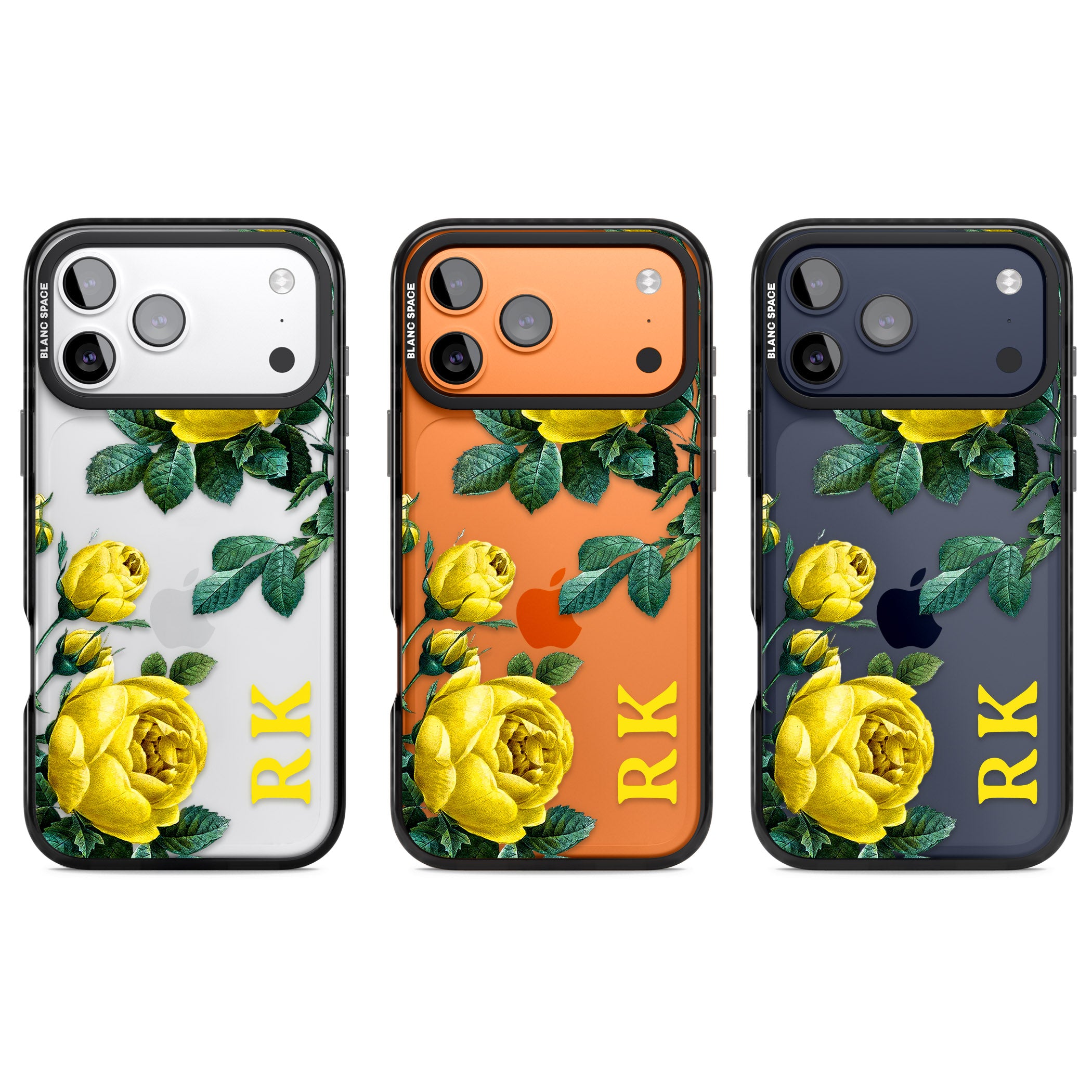 Personalised Vintage Floral Yellow Roses iPhone 17 Pro Impact Black Phone Case APT Impact Protection